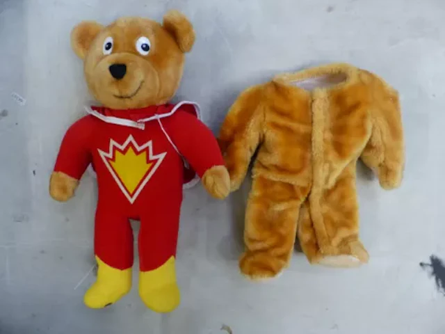 SuperTed, vintage teddy with removable cover and cape, height 39cm.