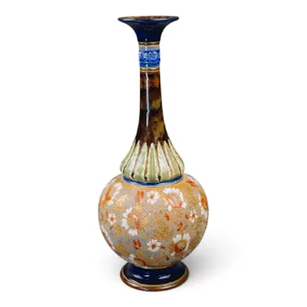 A Doulton Lambeth Slaters vase, typically decorated with a floral