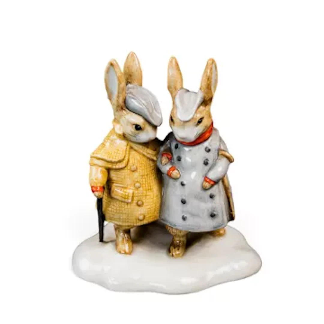 Beswick Beatrix Potter tableau, Two Gentleman Rabbits P4210 with box. H.12.5cm.