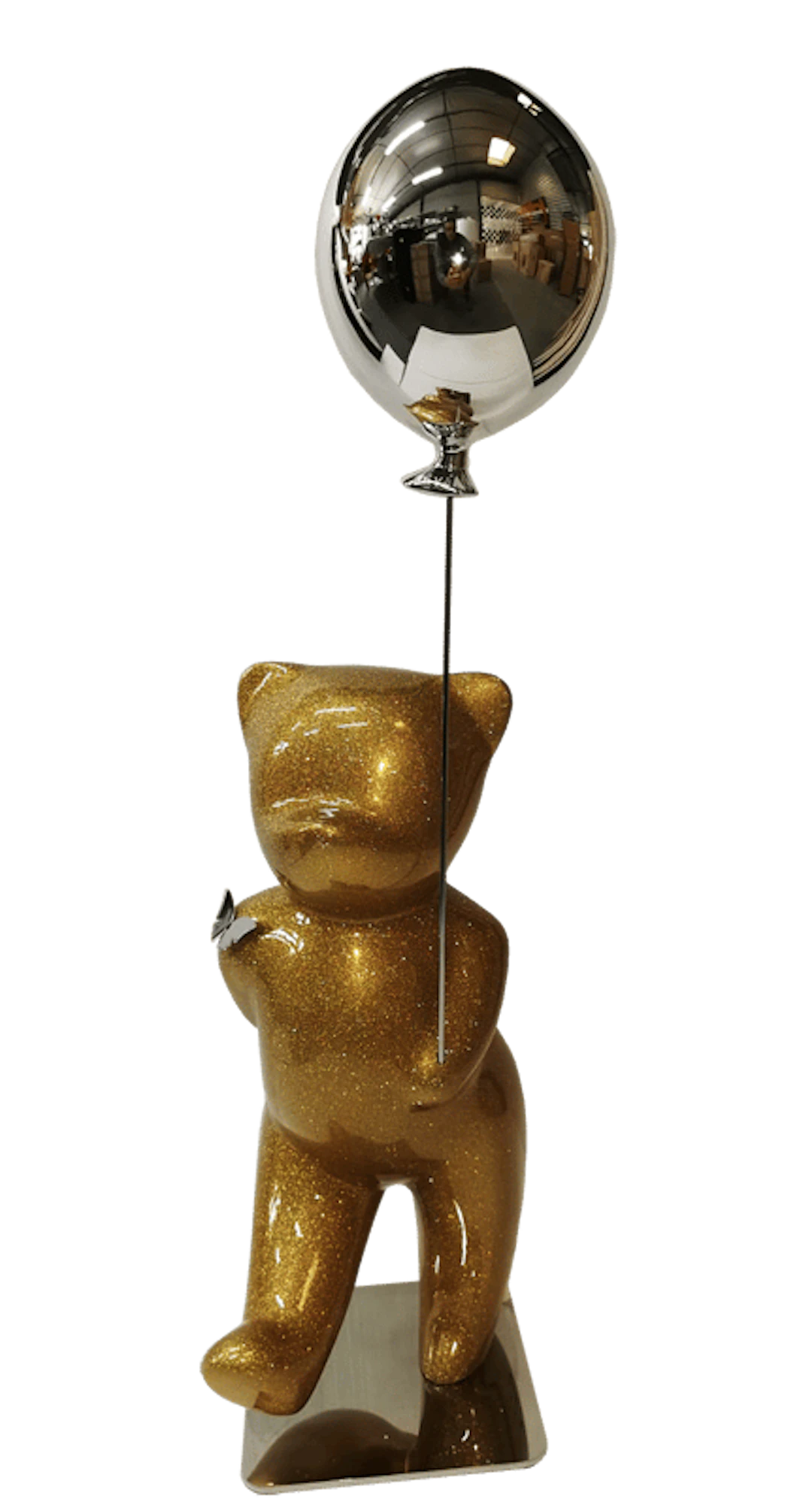 CÉVÉ - Contemporary Animal Sculpture - Sparkly Gold Glitter Balloon Silver