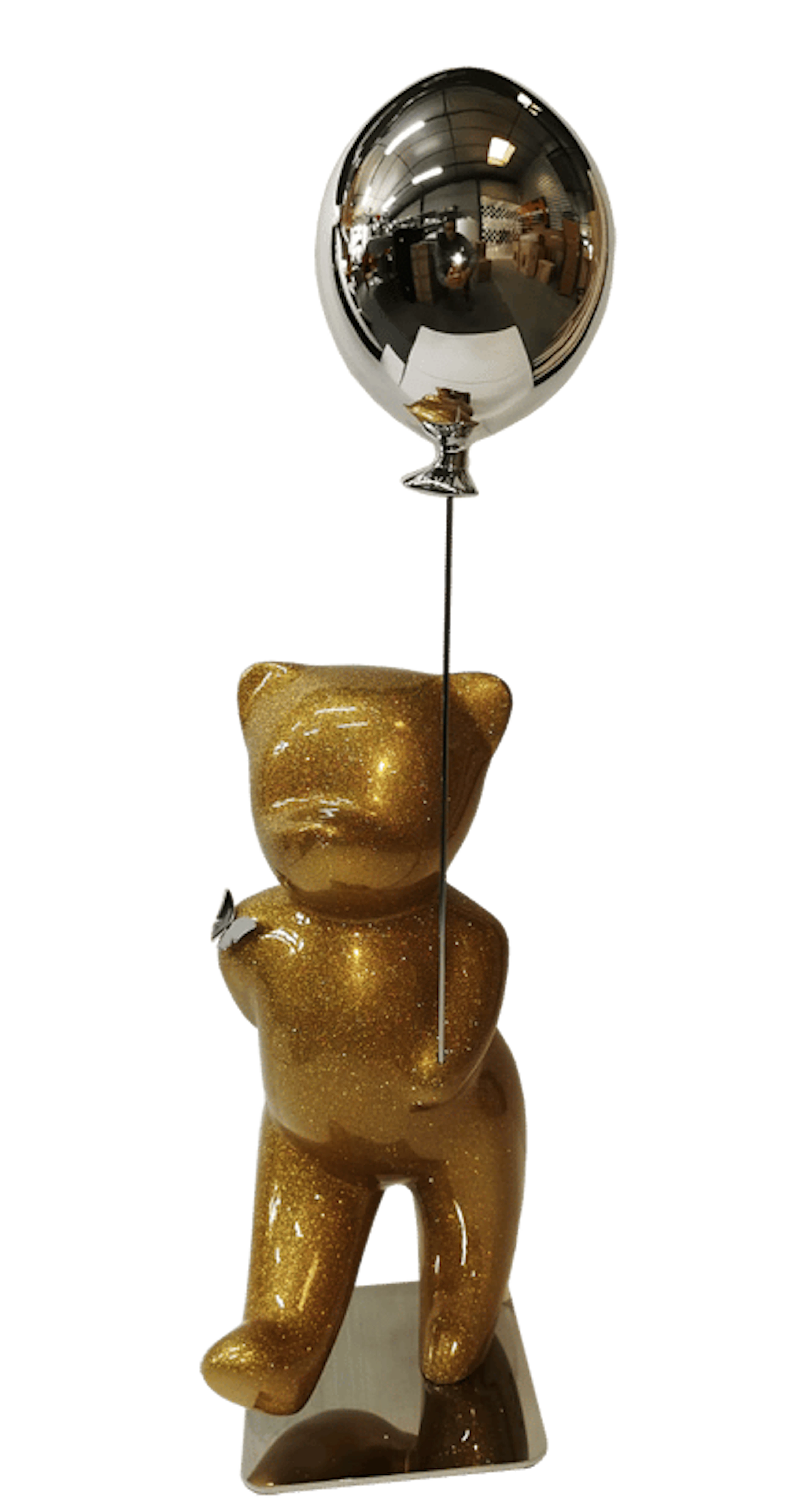 CÉVÉ - Contemporary Animal Sculpture - Sparkly Gold Glitter Balloon Silver