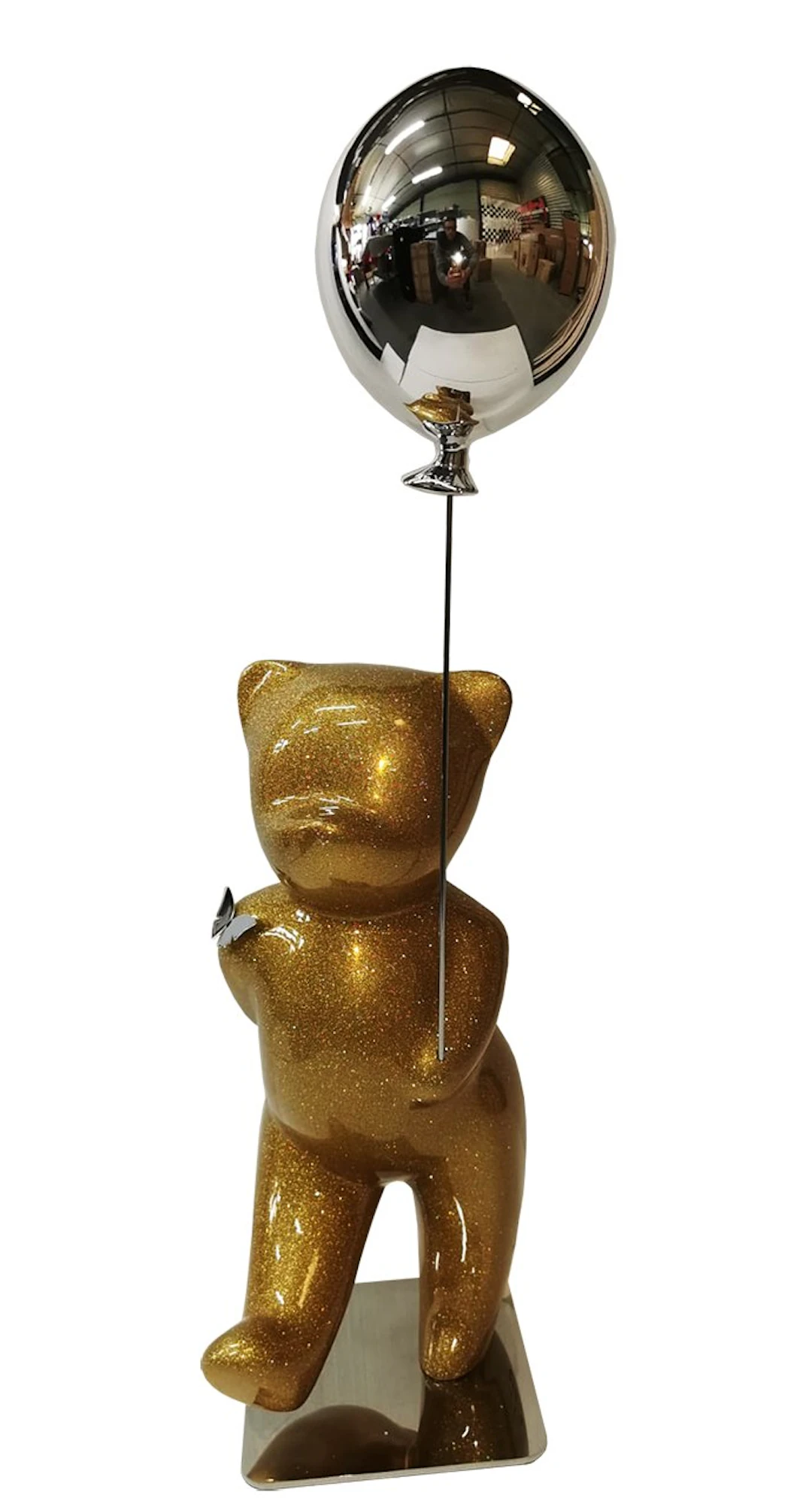 CÉVÉ - Contemporary Animal Sculpture - Sparkly Gold Glitter Balloon Silver