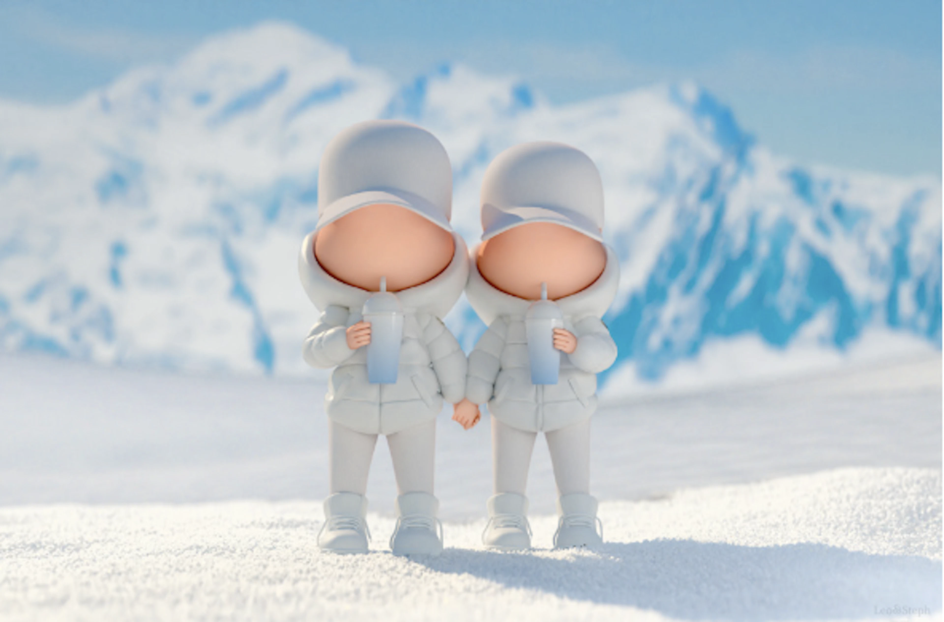 Leo and Steph - Post-Pop Art Artists - Kid Cup Montain Couple