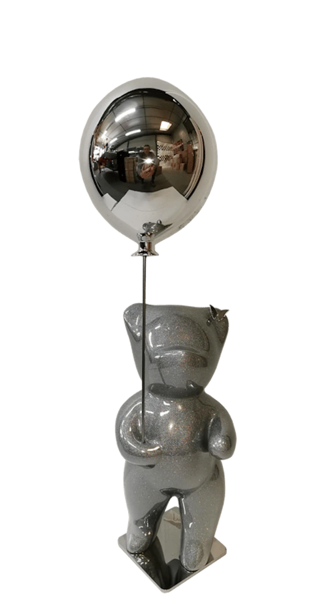 CÉVÉ - Contemporary Animal Sculpture - Bubbly Silver Glitter Balloon