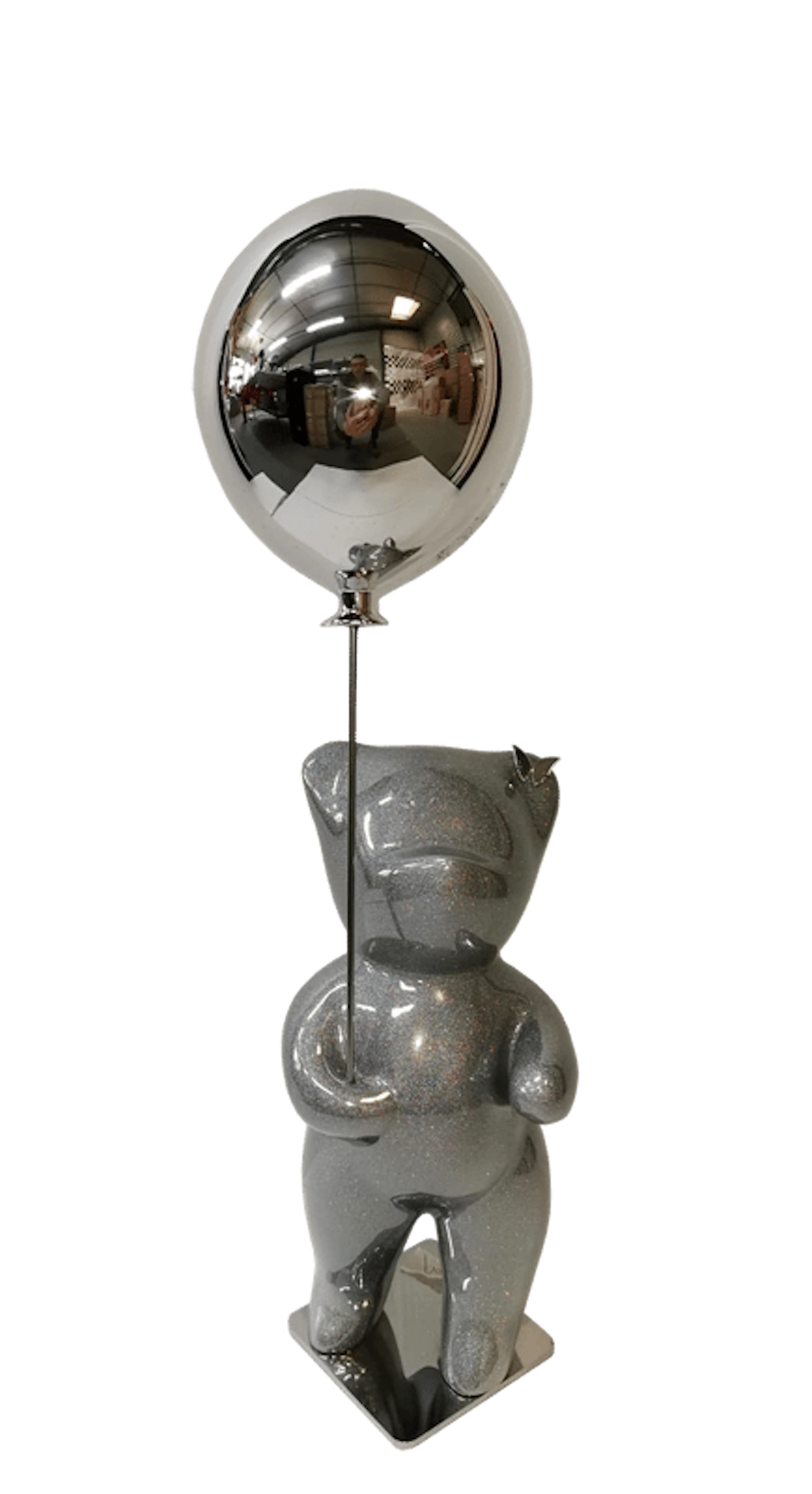 CÉVÉ - Contemporary Animal Sculpture - Bubbly Silver Glitter Balloon