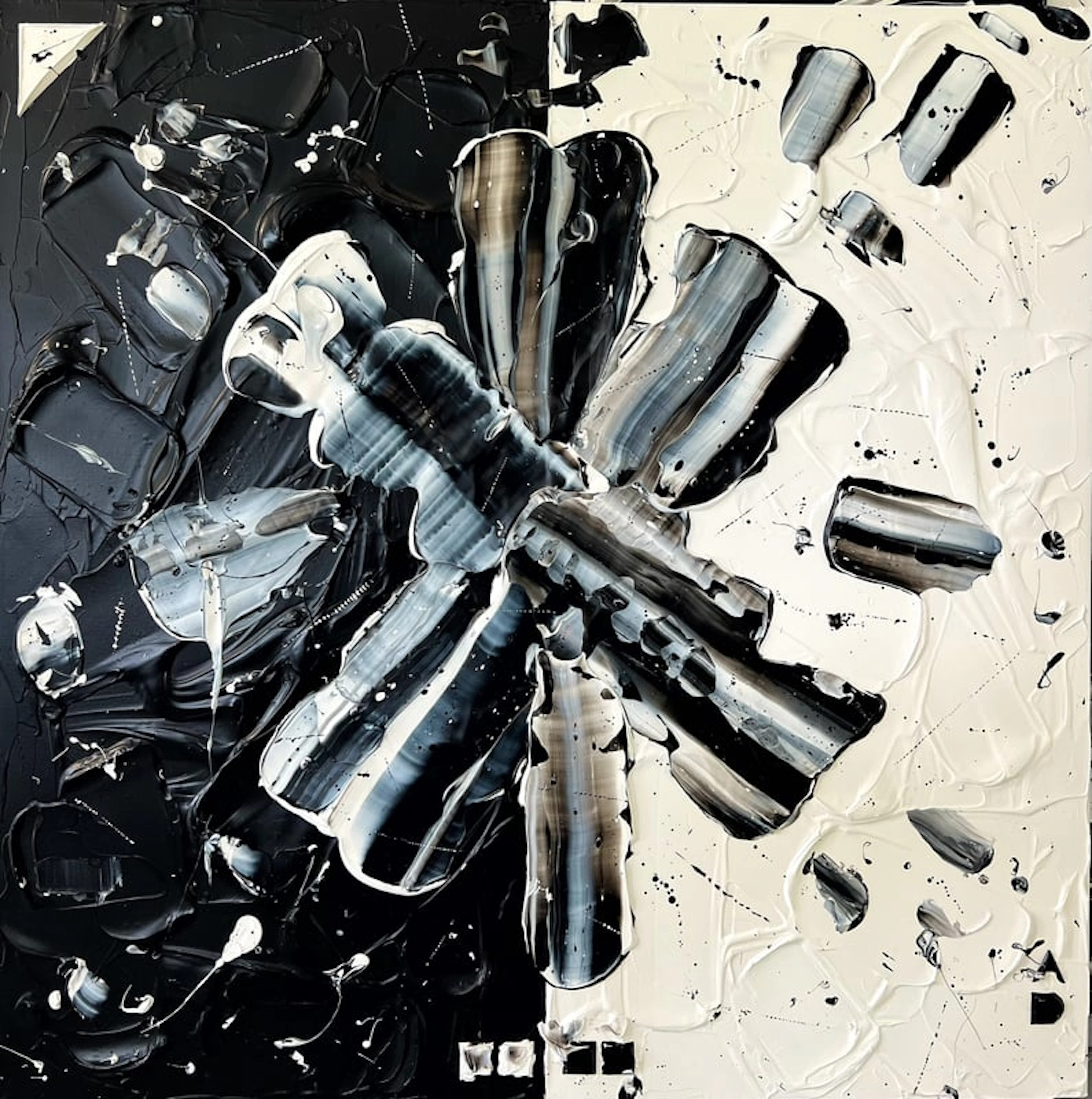 Arnaud Dumat - Contemporary Painter - Noir/Blanc - Flower in the Sky