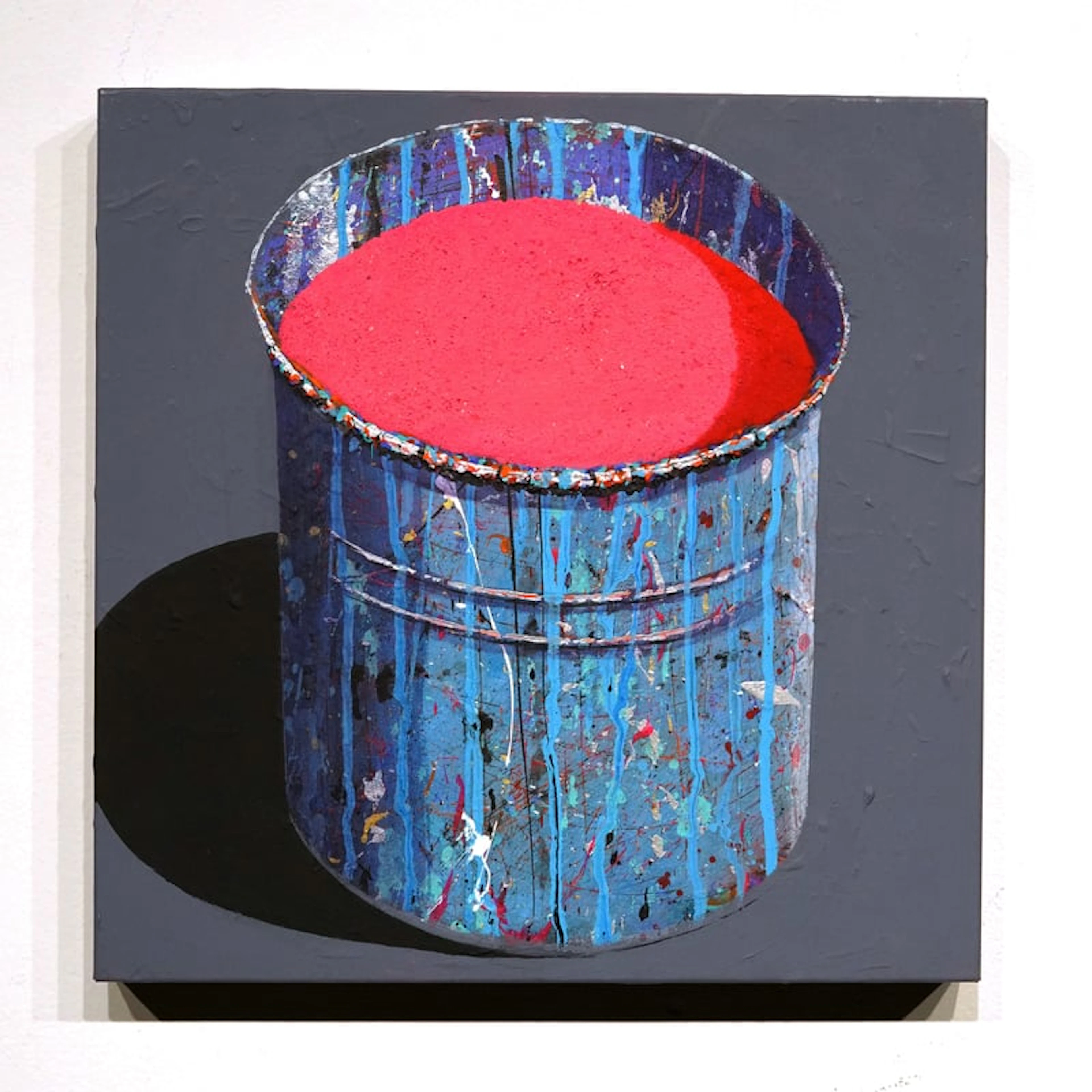 Stéphane Braud - Contemporary Artist - Pot bleu - Pigment rose fluo