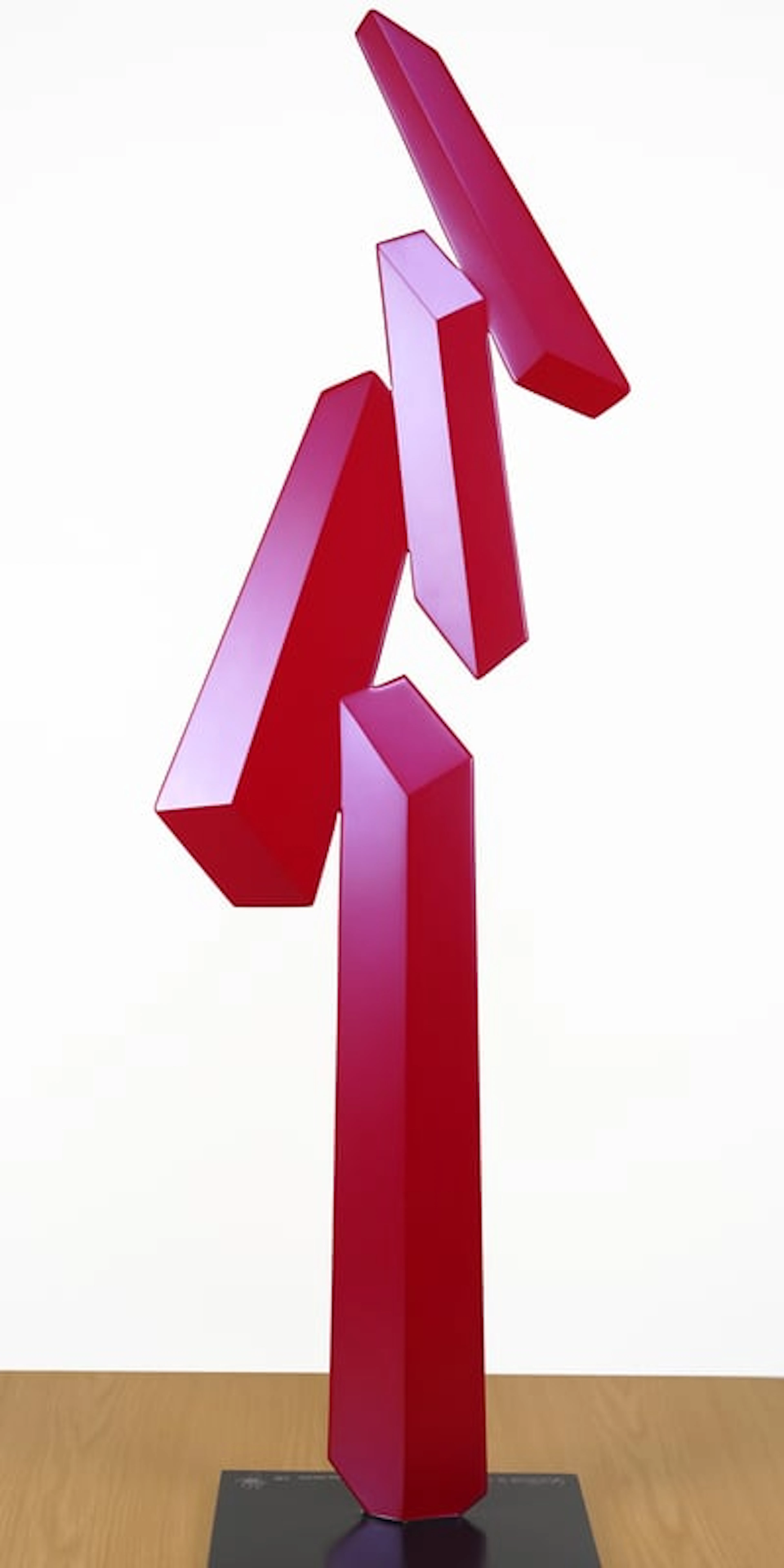 Rafael Barrios - Optical Art Sculptor - Vertical Dislocado M421 - Rojo Opalo