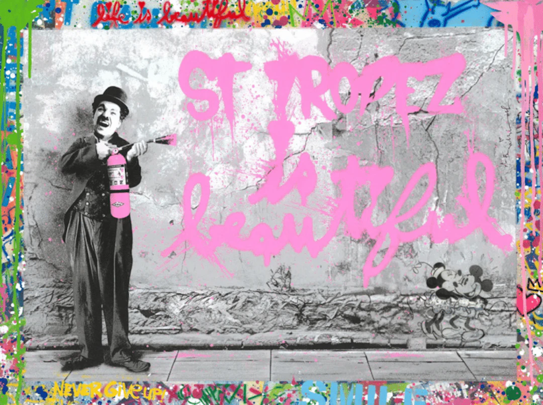 Mr Brainwash - Street Artist - St. Tropez is Beautiful - Pink, 2022