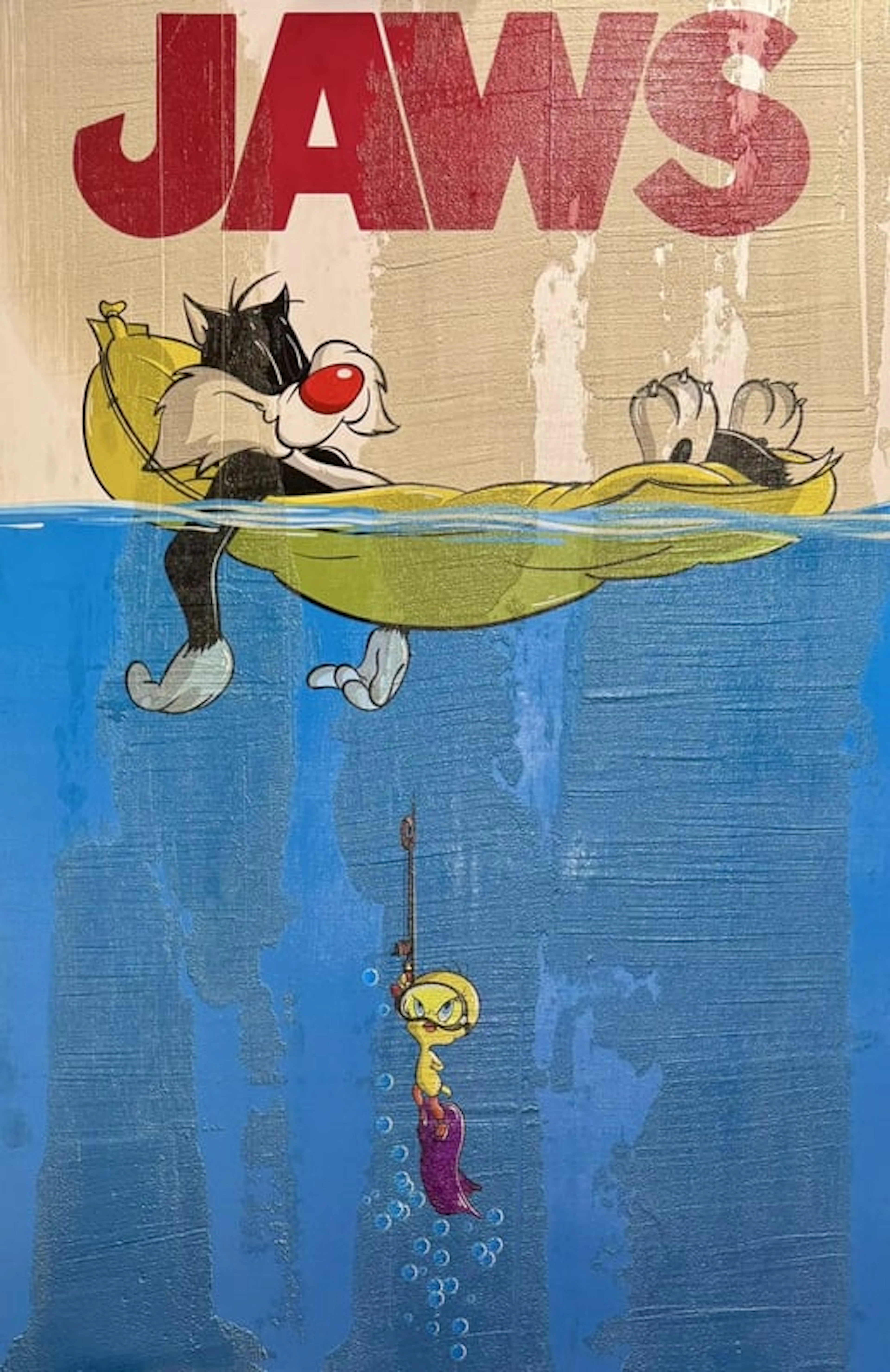 Peppone - Post-Pop Art Artist - Jaws V4 Titi & Sylvestre - dibond