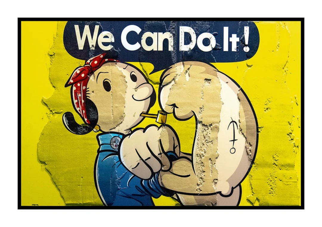 Peppone - Post-Pop Art Artist - We can do it V2 - olive - dibond