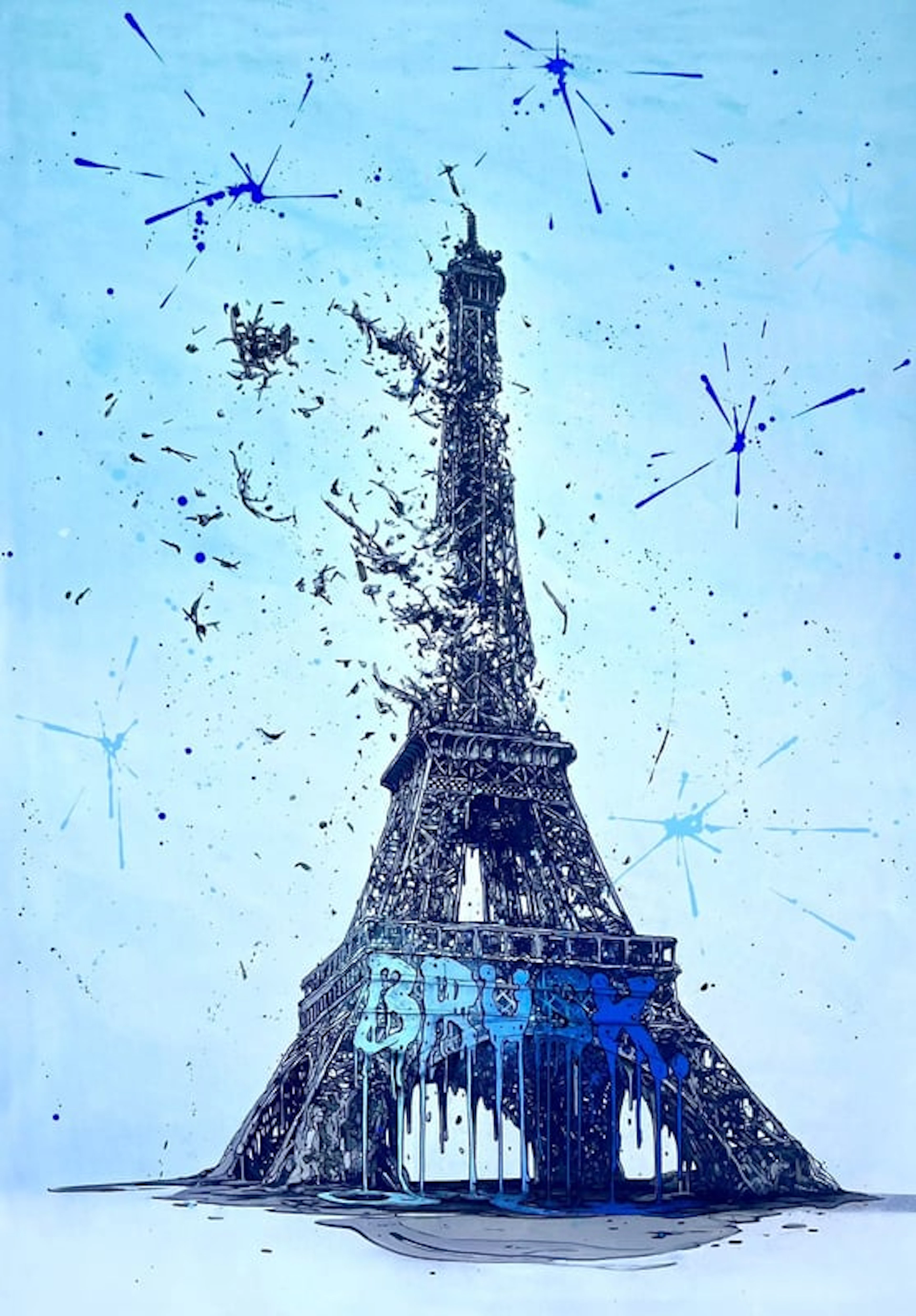Brusk - Street Art - Dripping Eiffel 04