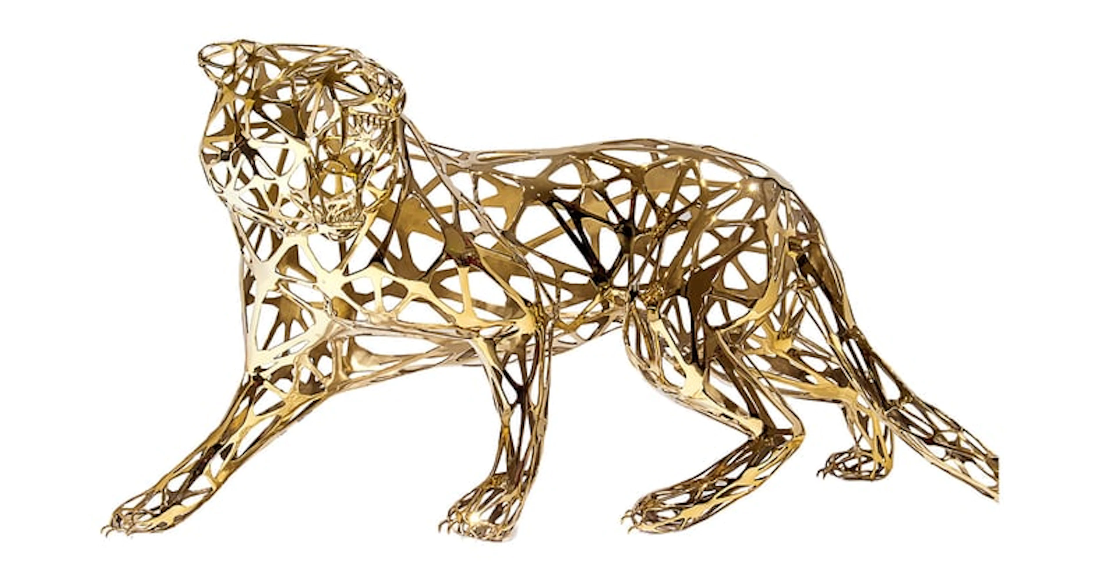 Richard Orlinski - Contemporary Sculptor - Tigre dentelle doré