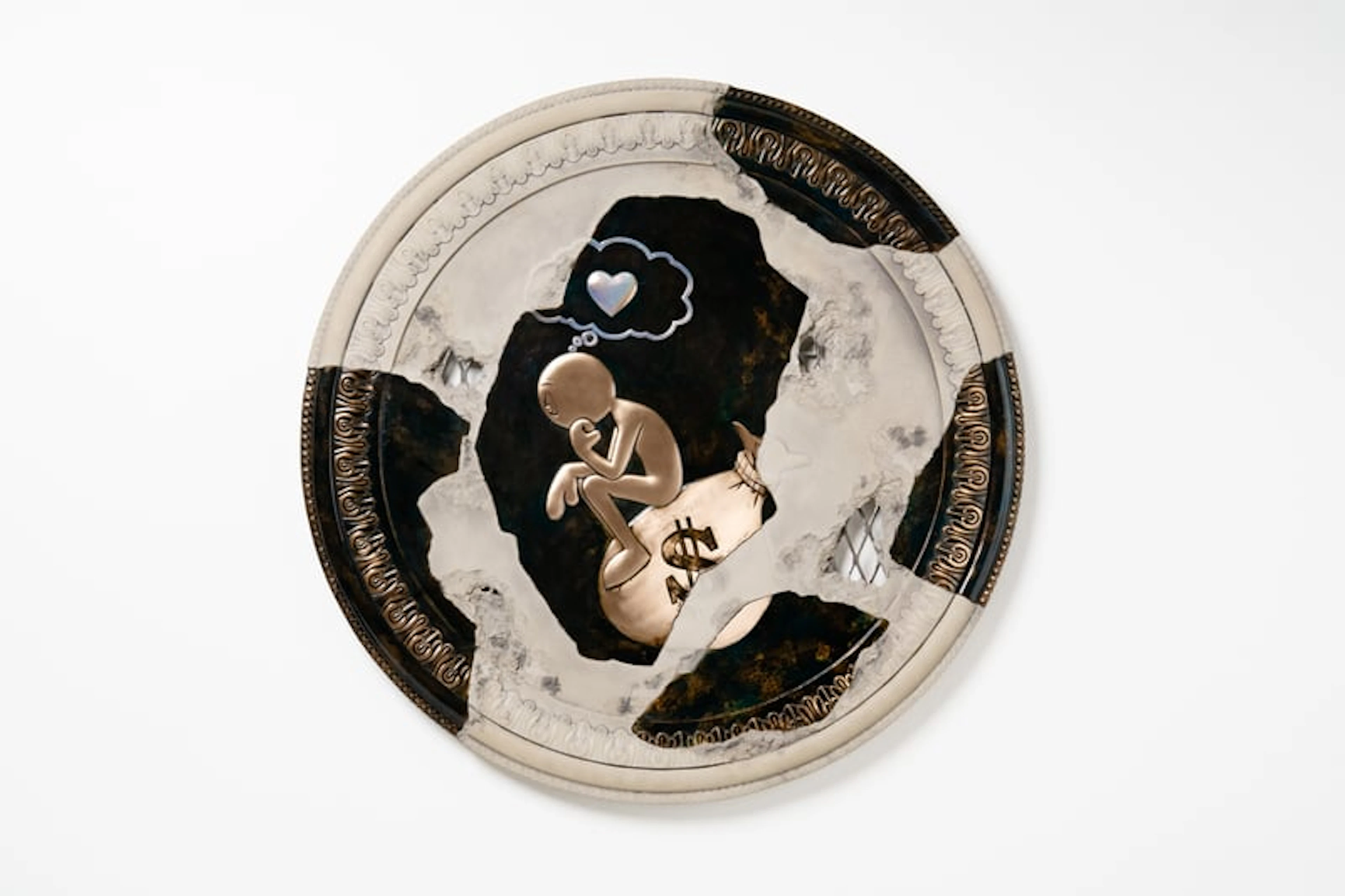 Kaï - Street Artist - The Thinker - Circle - cement plaque