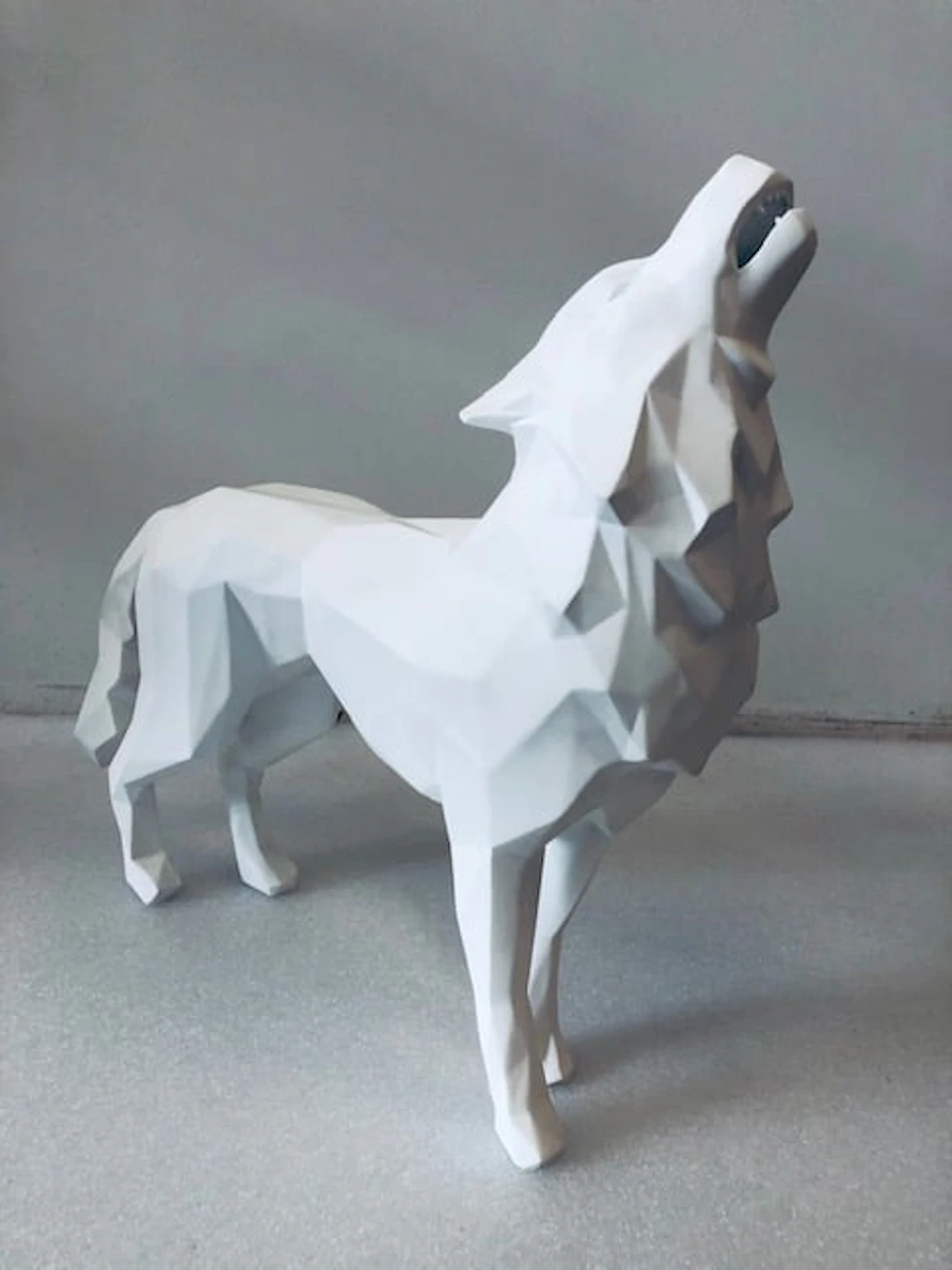 Richard Orlinski - Contemporary Sculptor - Loup Hurlant - White Mat