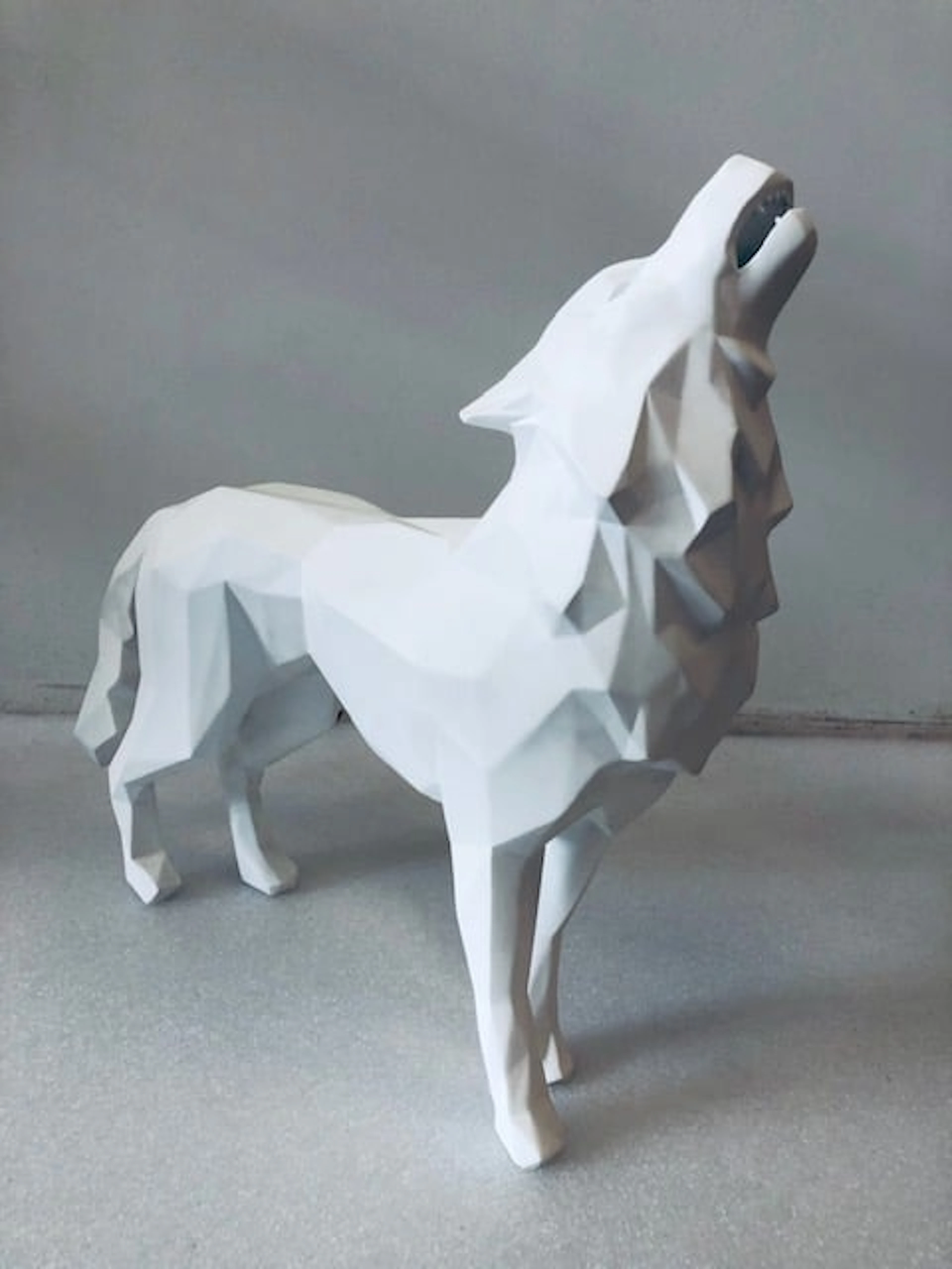 Richard Orlinski - Contemporary Sculptor - Loup Hurlant - White Mat