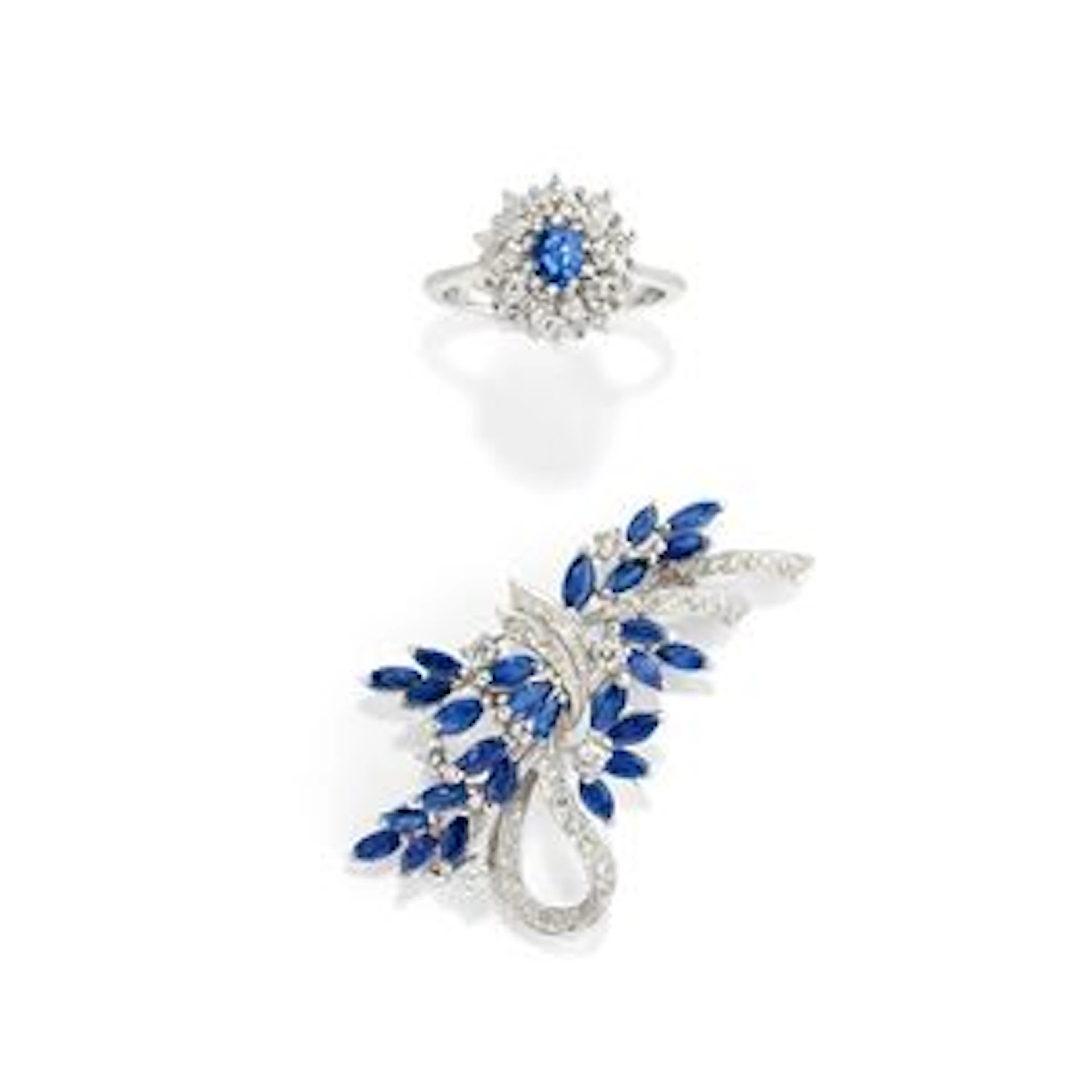 Spilla e anello con zaffiri