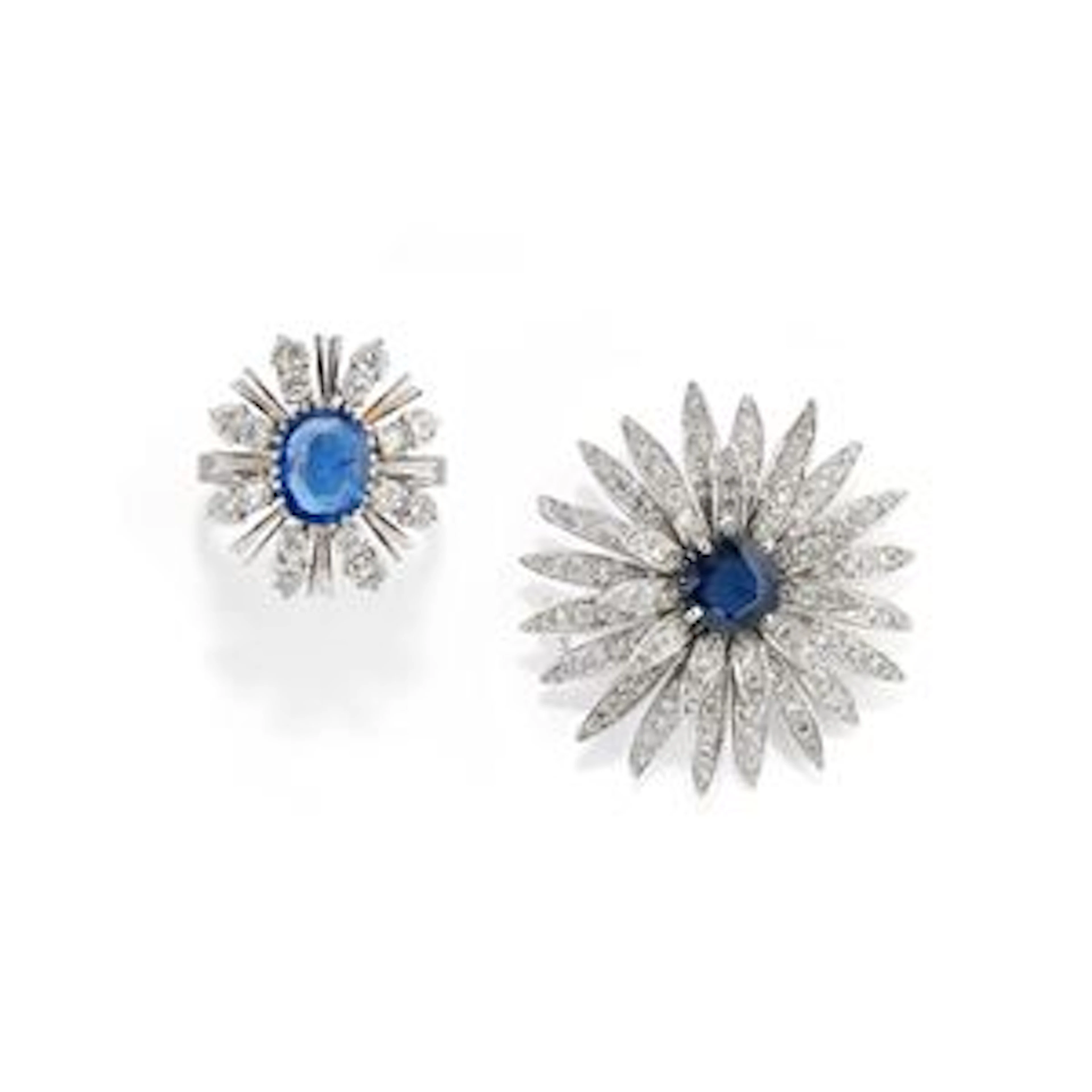 Spilla e anello con zaffiri