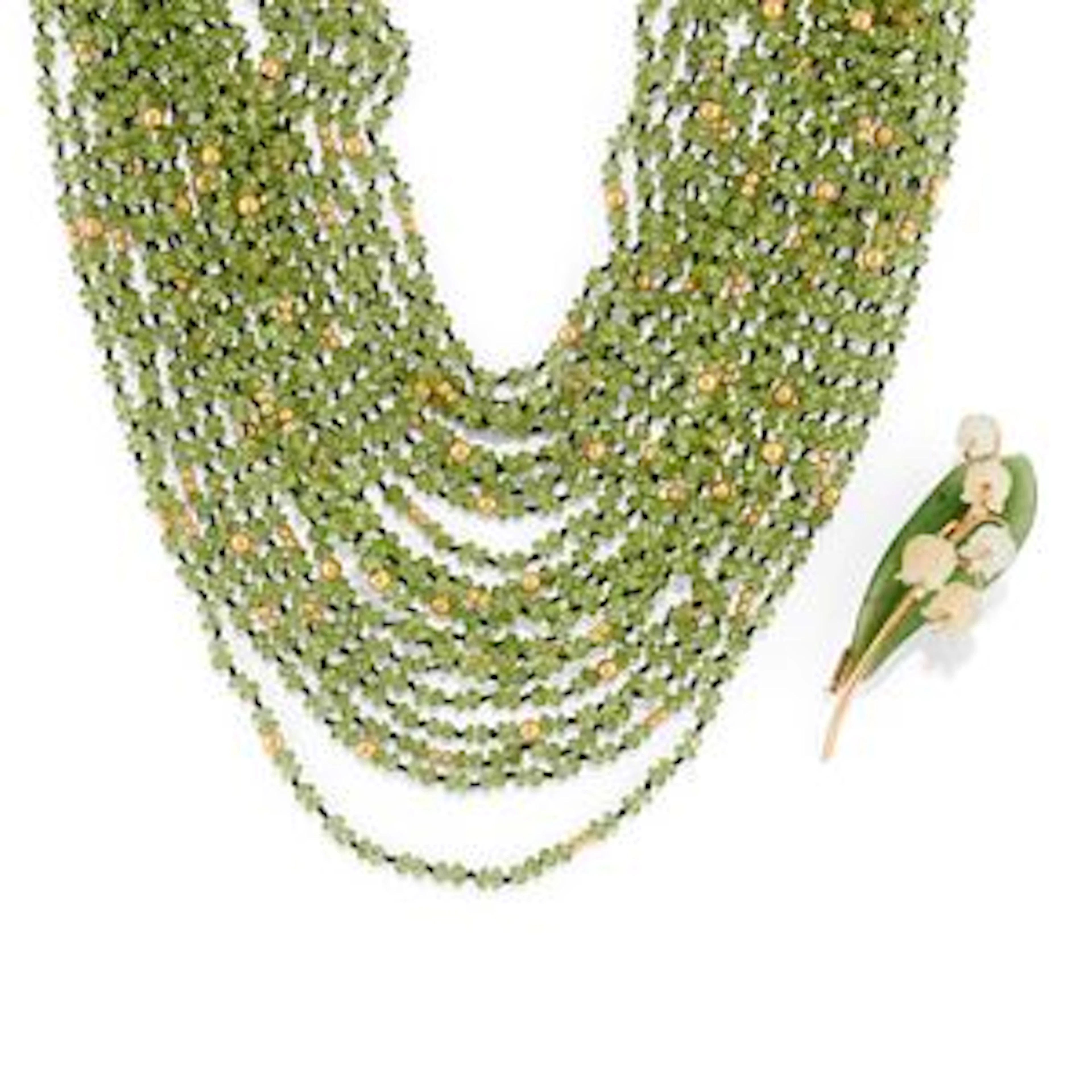 Collana con peridoti e spilla mughetto