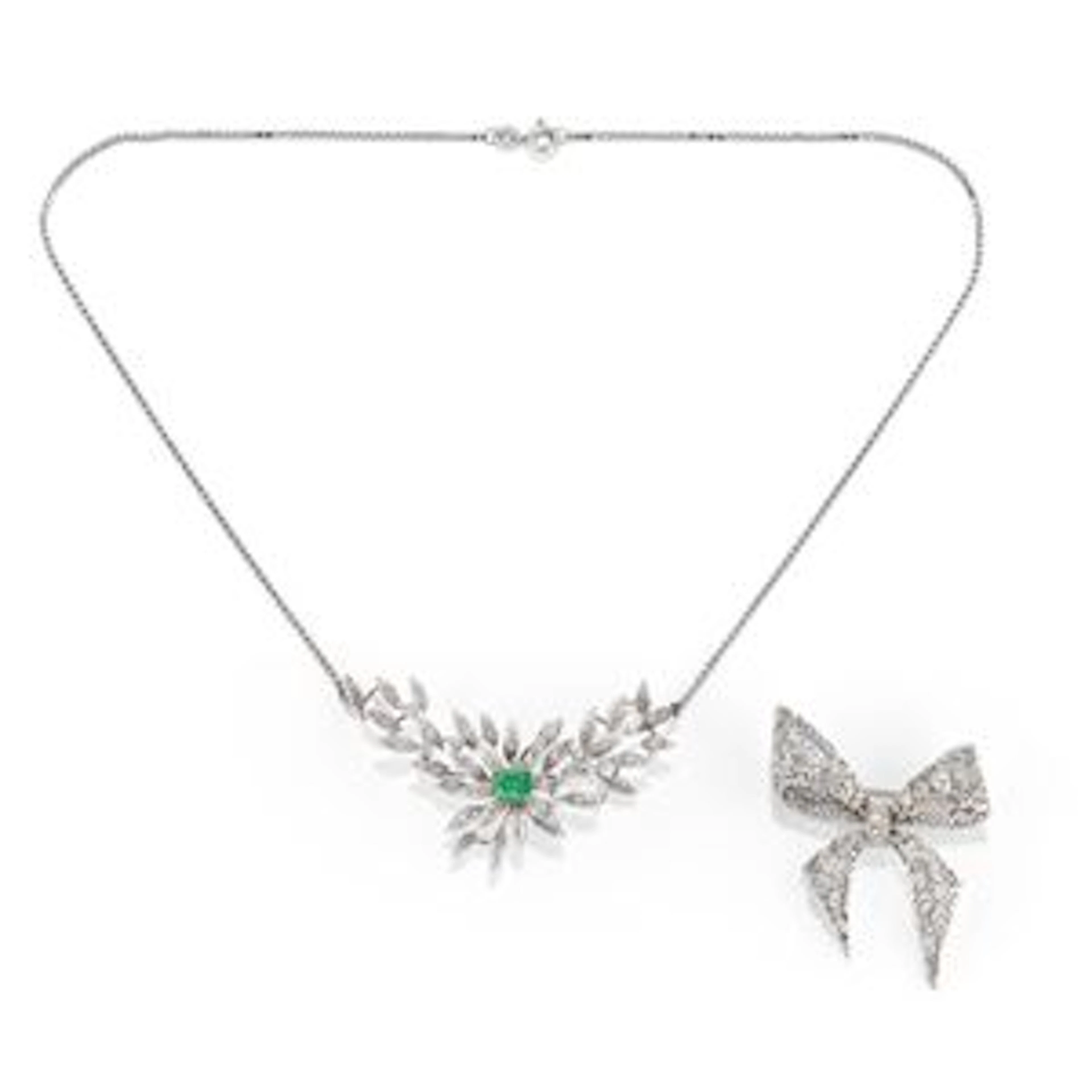 Collana e spilla con diamanti