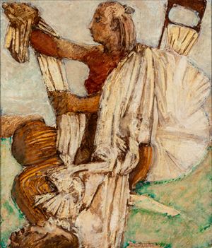 Mazzotta Americo Donna e drappo , 1972