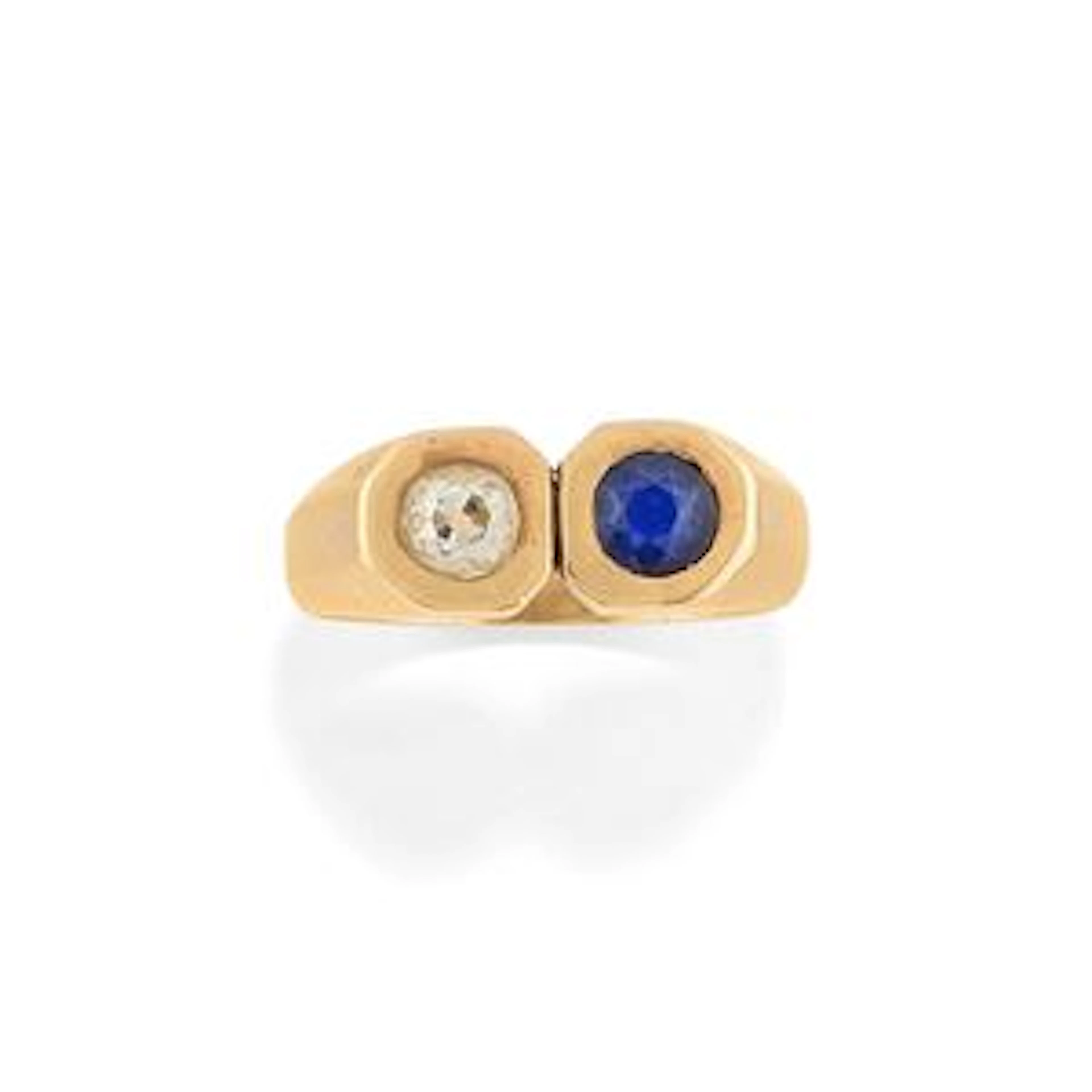 Anello con diamante e zaffiro