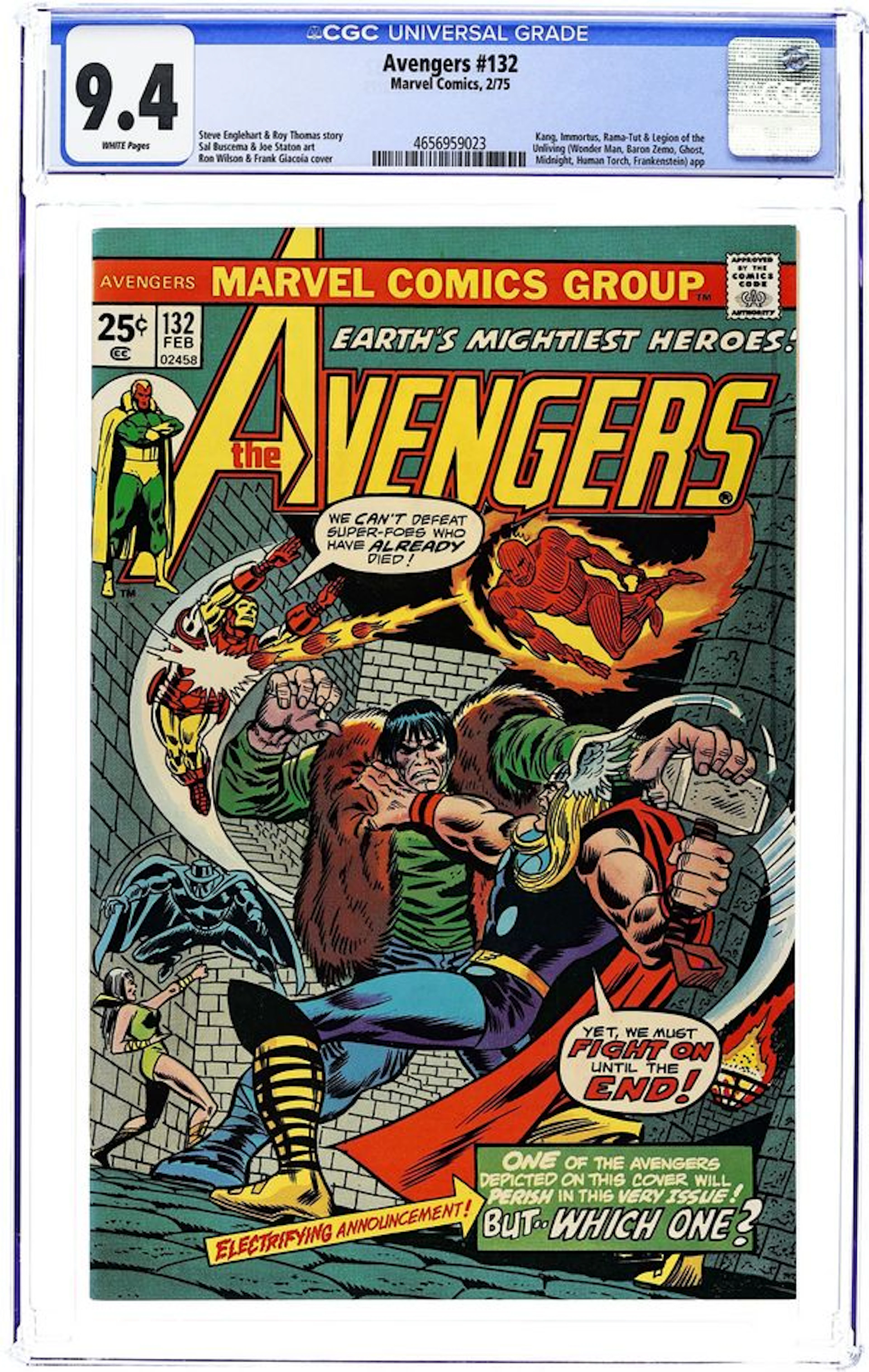 Avengers (1963 1st Series) 132 CGC 9.4