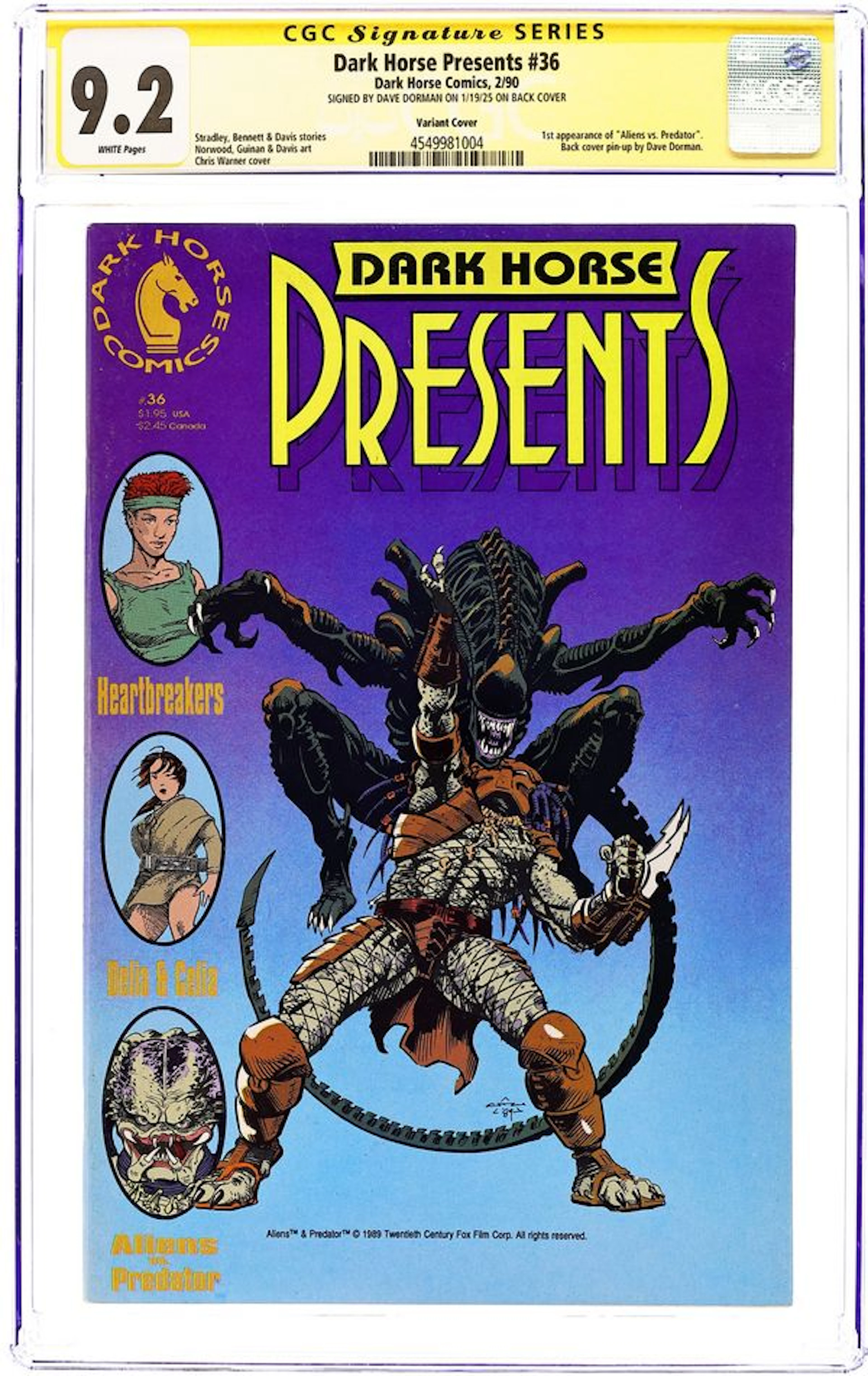 Dark Horse Presents (1986) 36B CGC 9.2 SS Dorman