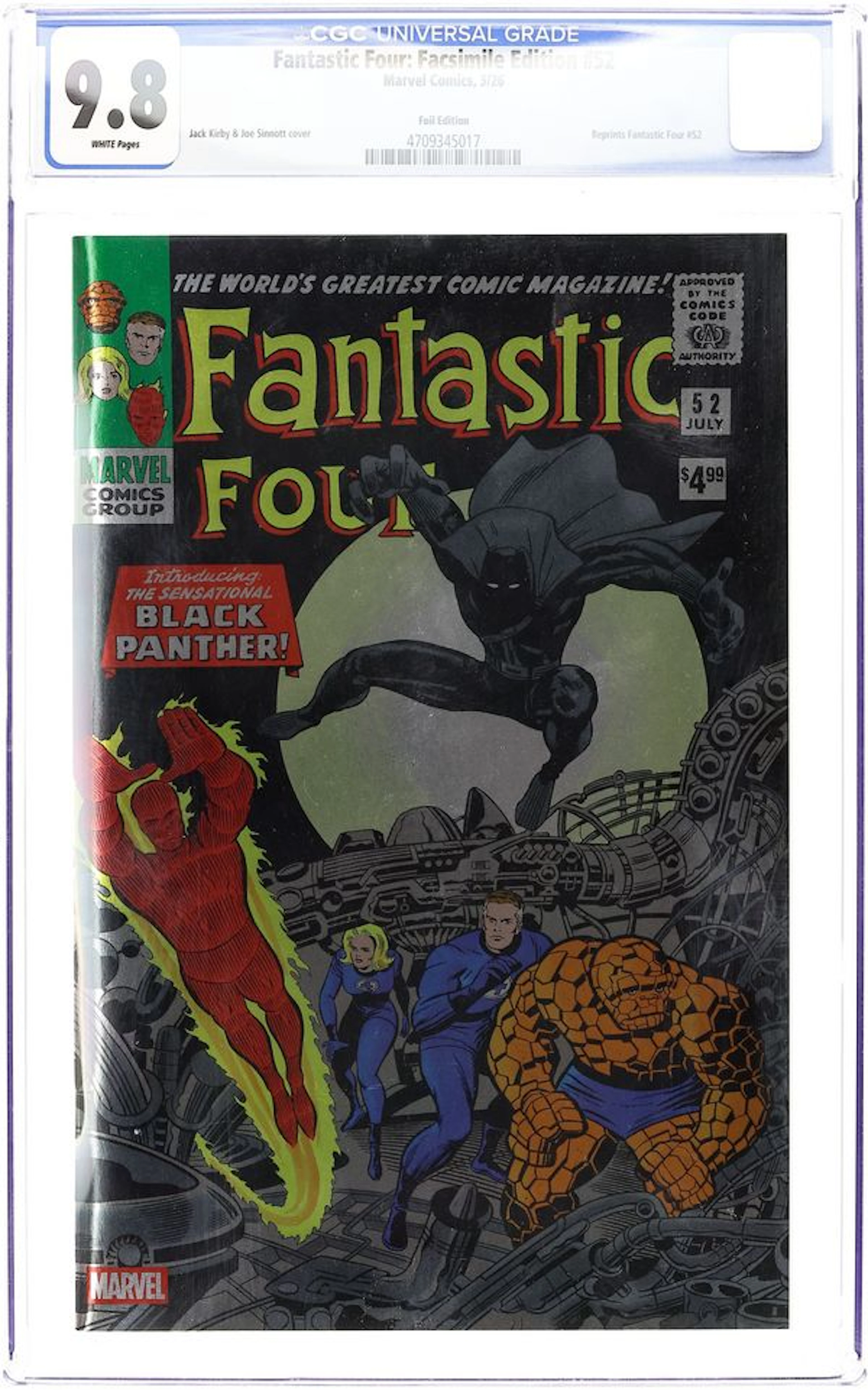 Fantastic Four (1961 1st Series) Facsimile Edition 52B CGC 9.8