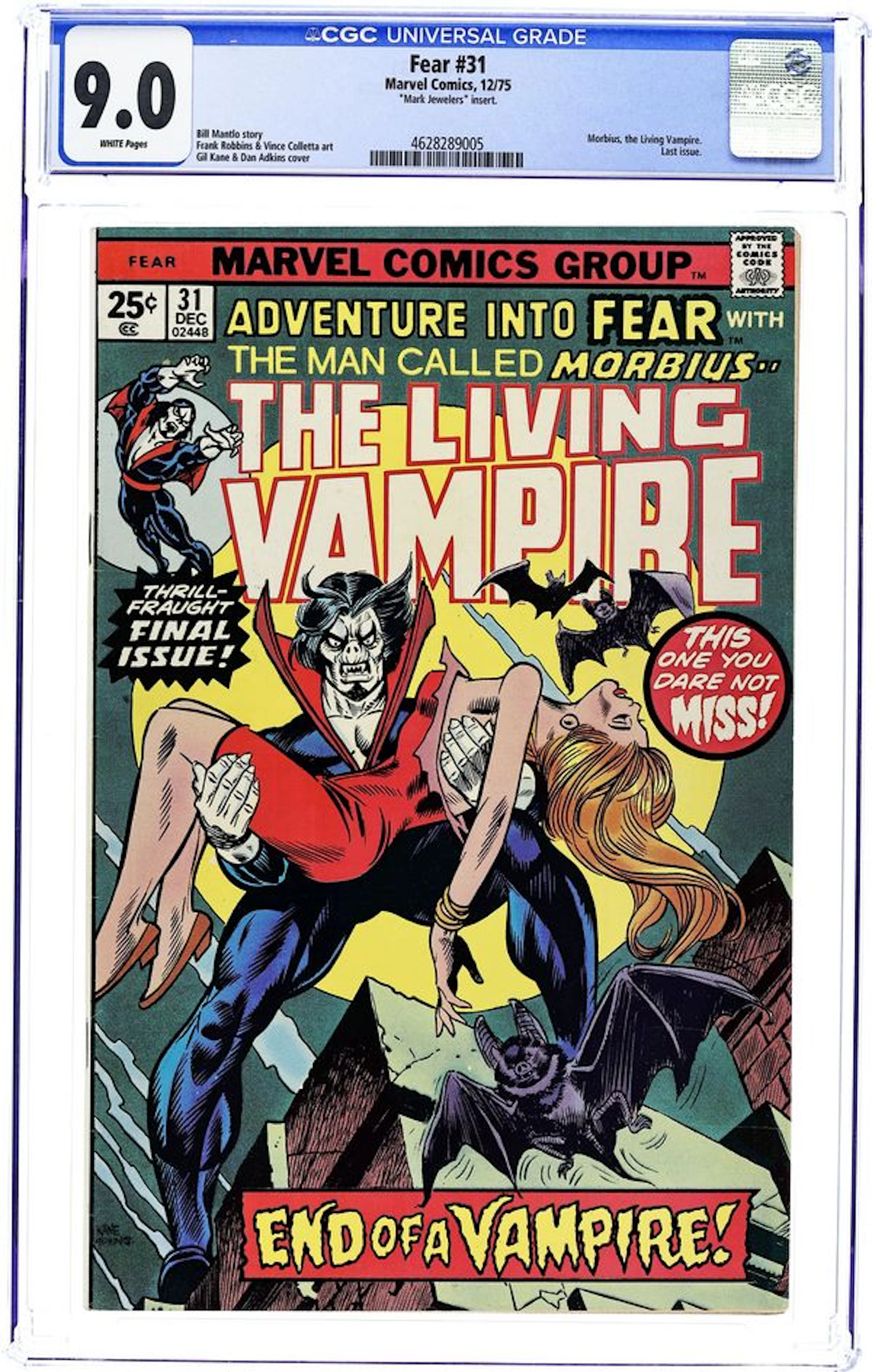 Fear (1970 Marvel) Mark Jewelers 31MJ CGC 9.0