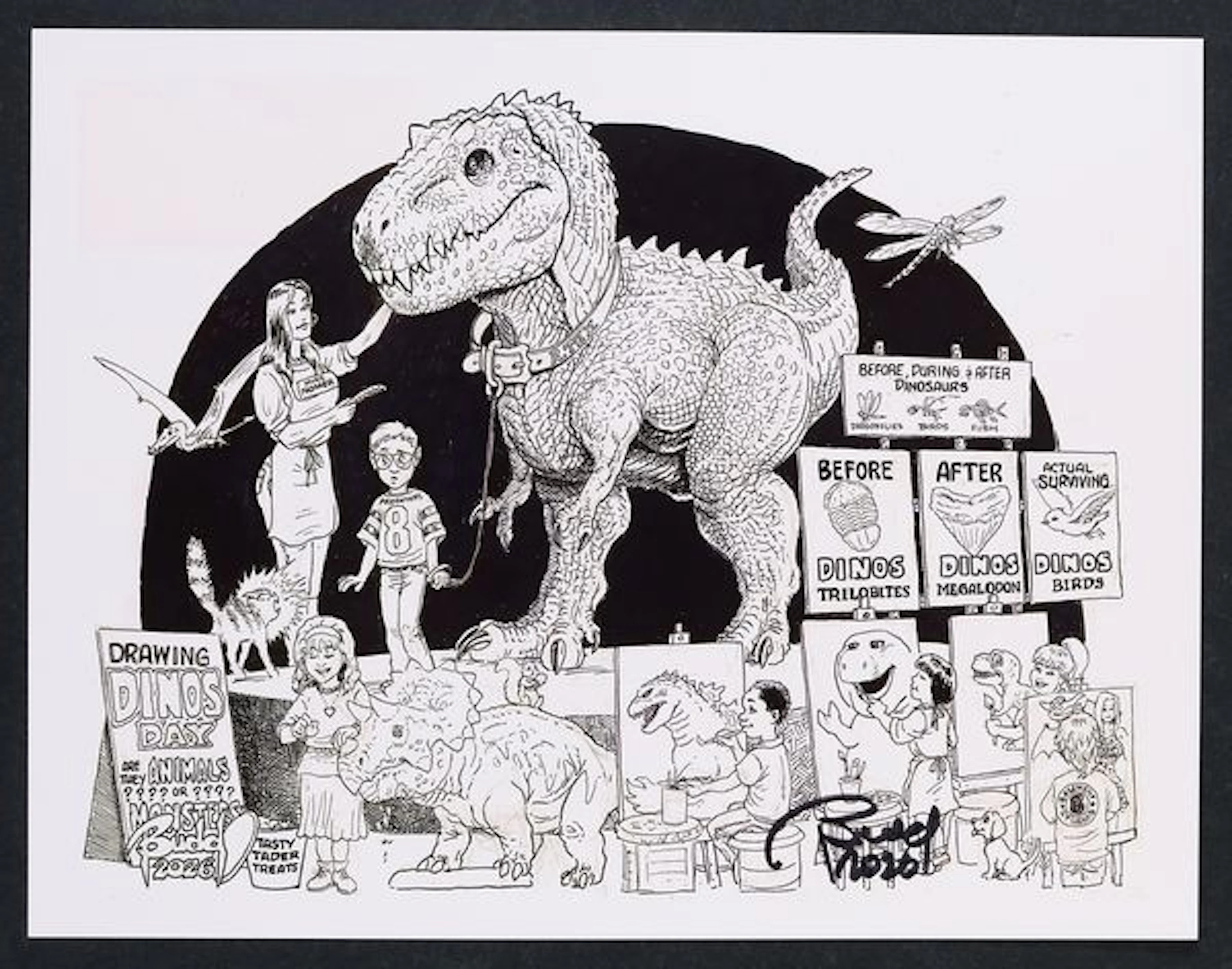 Drawing Dinos Day Print by Budd Root