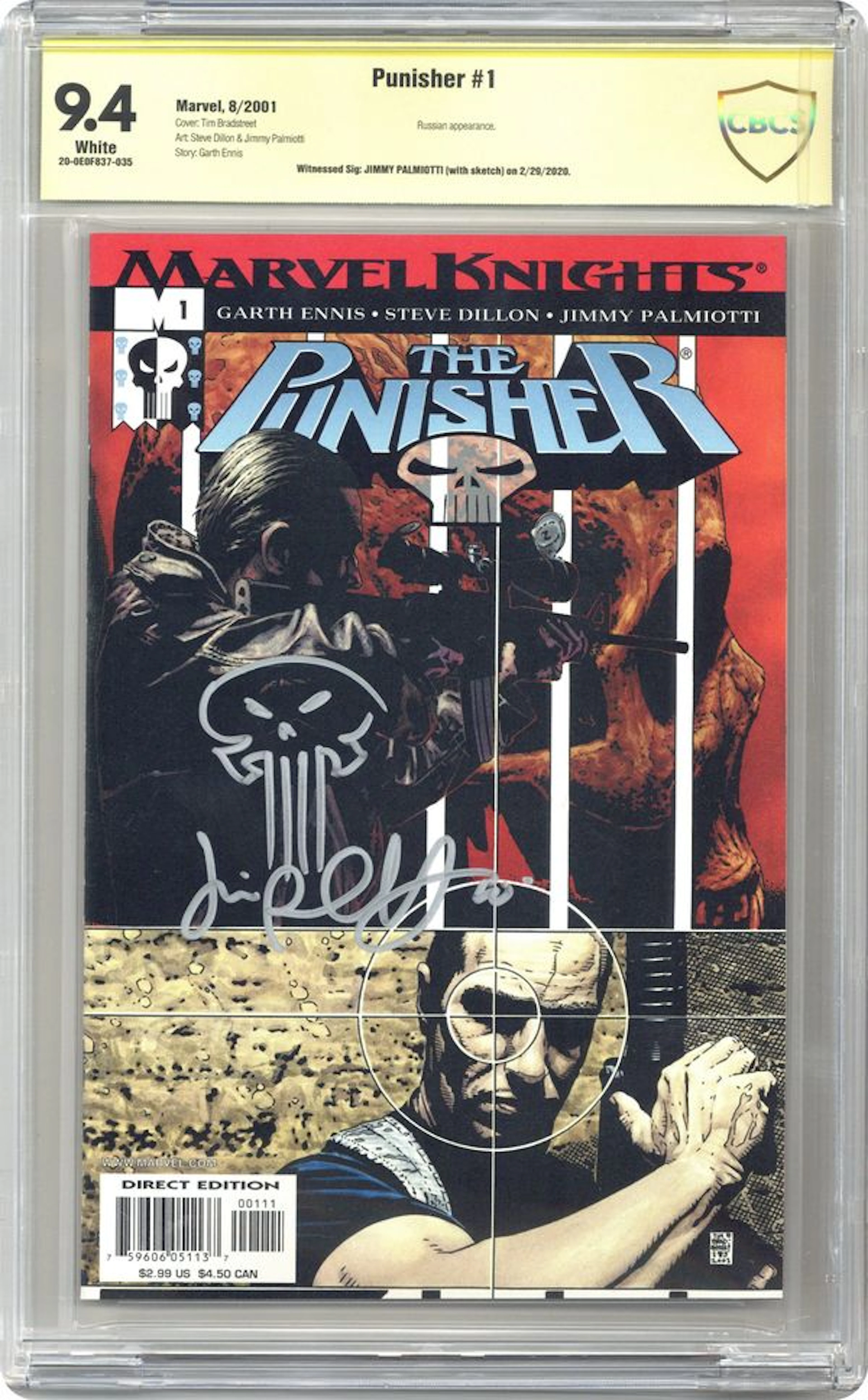 Punisher (2001 6th Series) 1 CBCS 9.4 Witnessed Sig Palmiotti