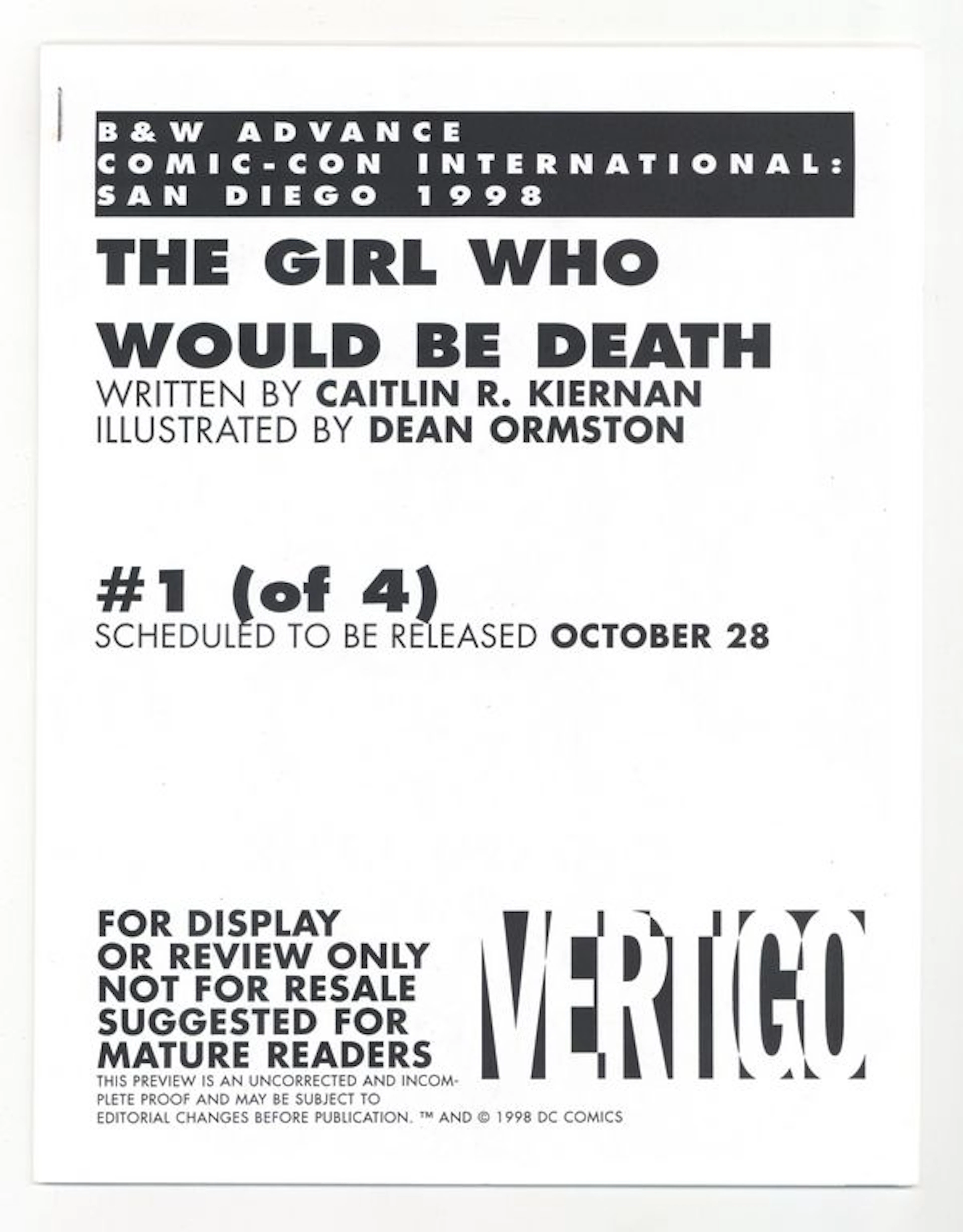 Girl Who Would Be Death (1998 DC) Comic-Con International San Diego