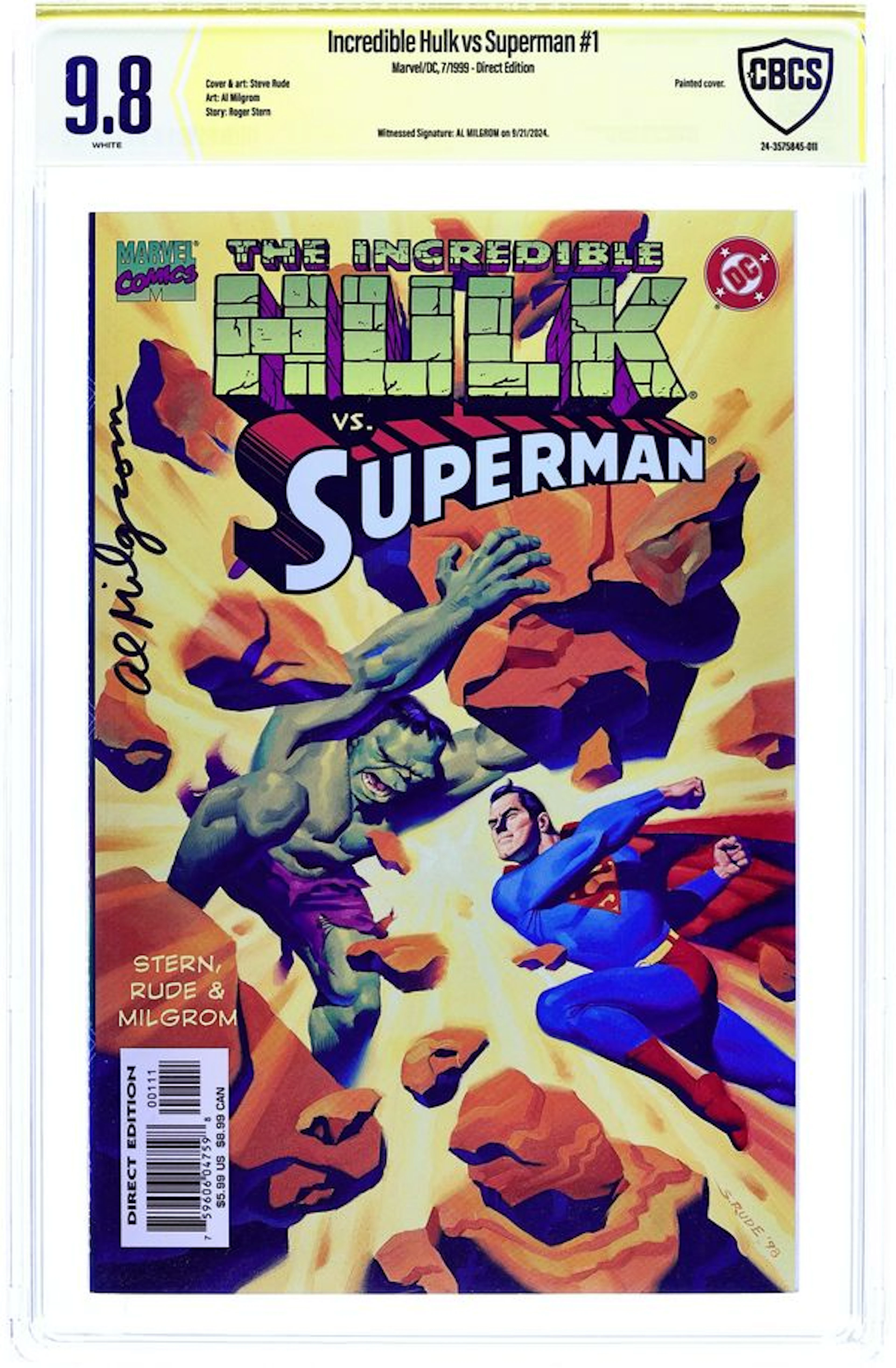Incredible Hulk vs. Superman (1999) 1 CBCS 9.8 Witnessed Sig Milgrom