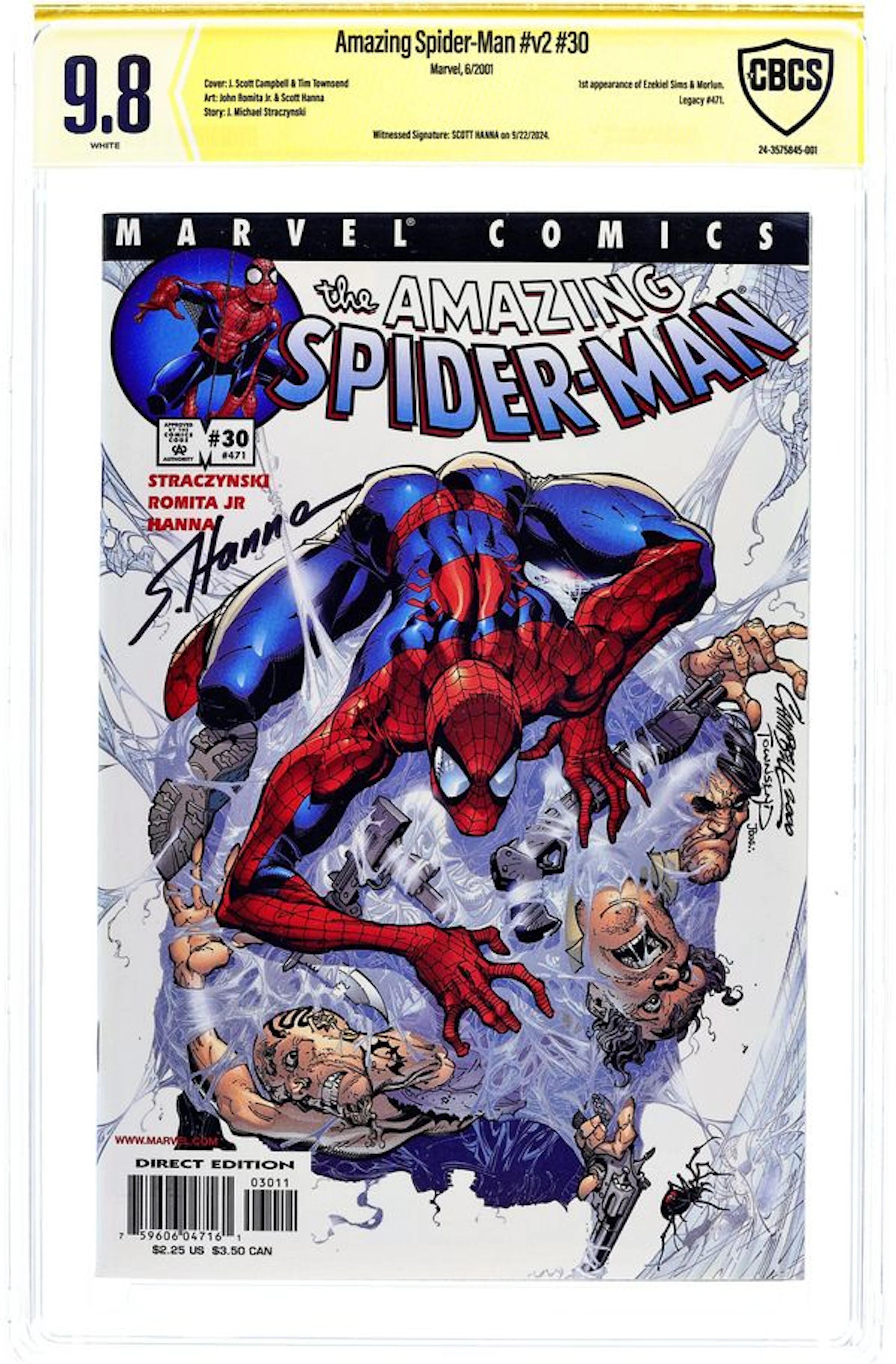 Amazing Spider-Man (1998 2nd Series) 30 CBCS 9.8 Witnessed Sig Hanna
