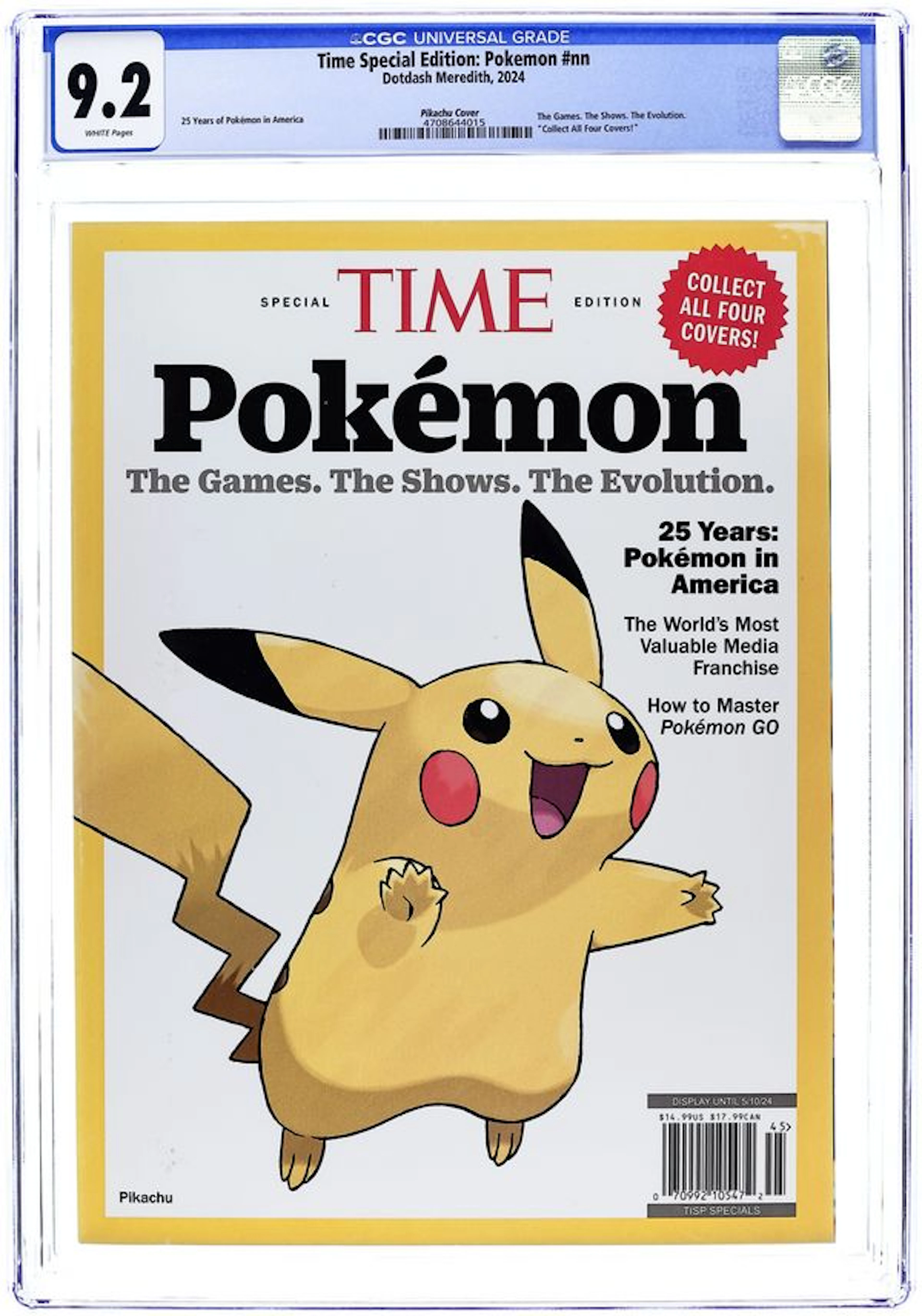 Time Special Edition Pokemon (2024 Dotdash Meredith) 1PIKACHU CGC 9.2