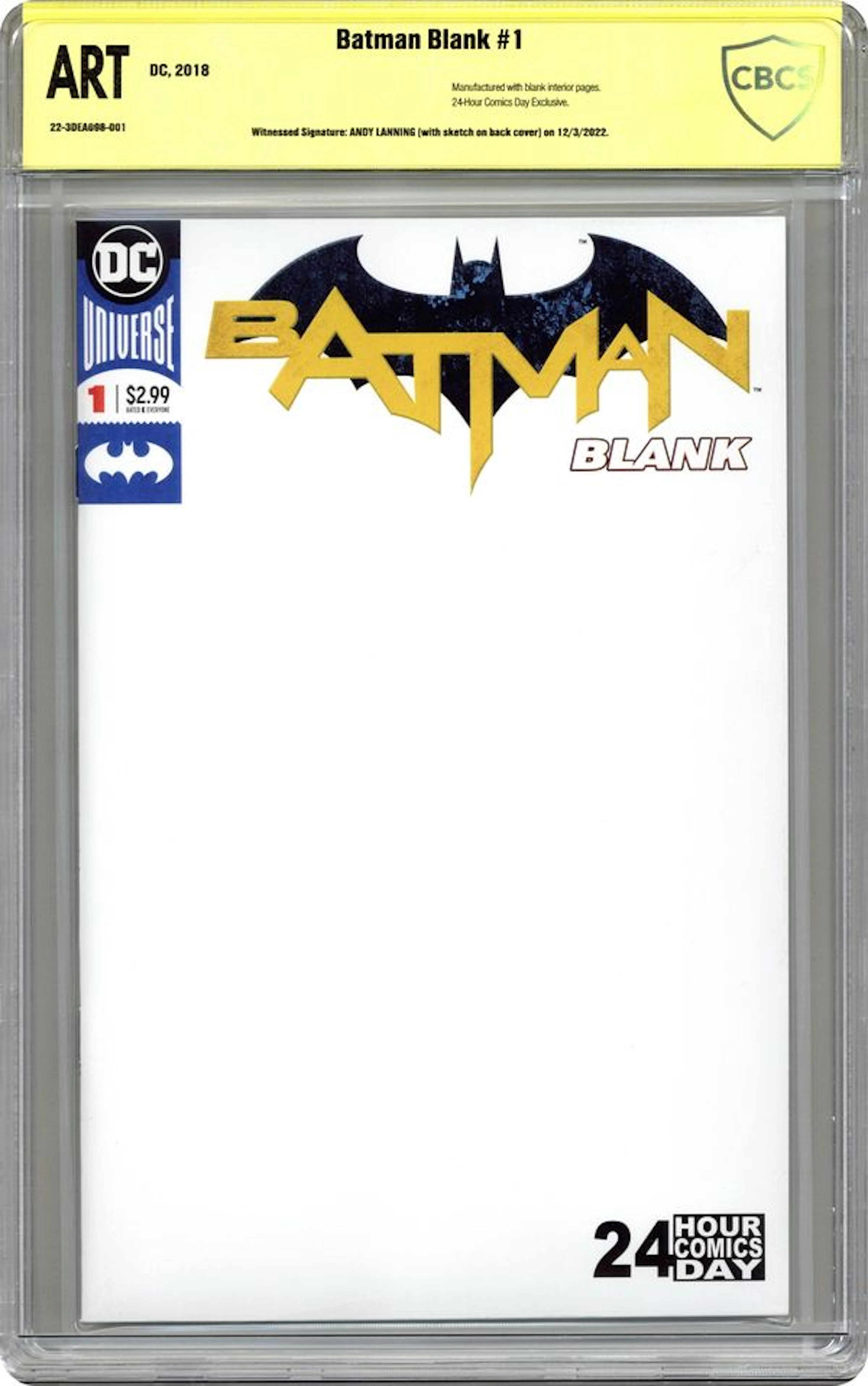 Batman (2018 DC) 24 Hour Comic Day Blank Comic 1 CBCS ART SS Lanning