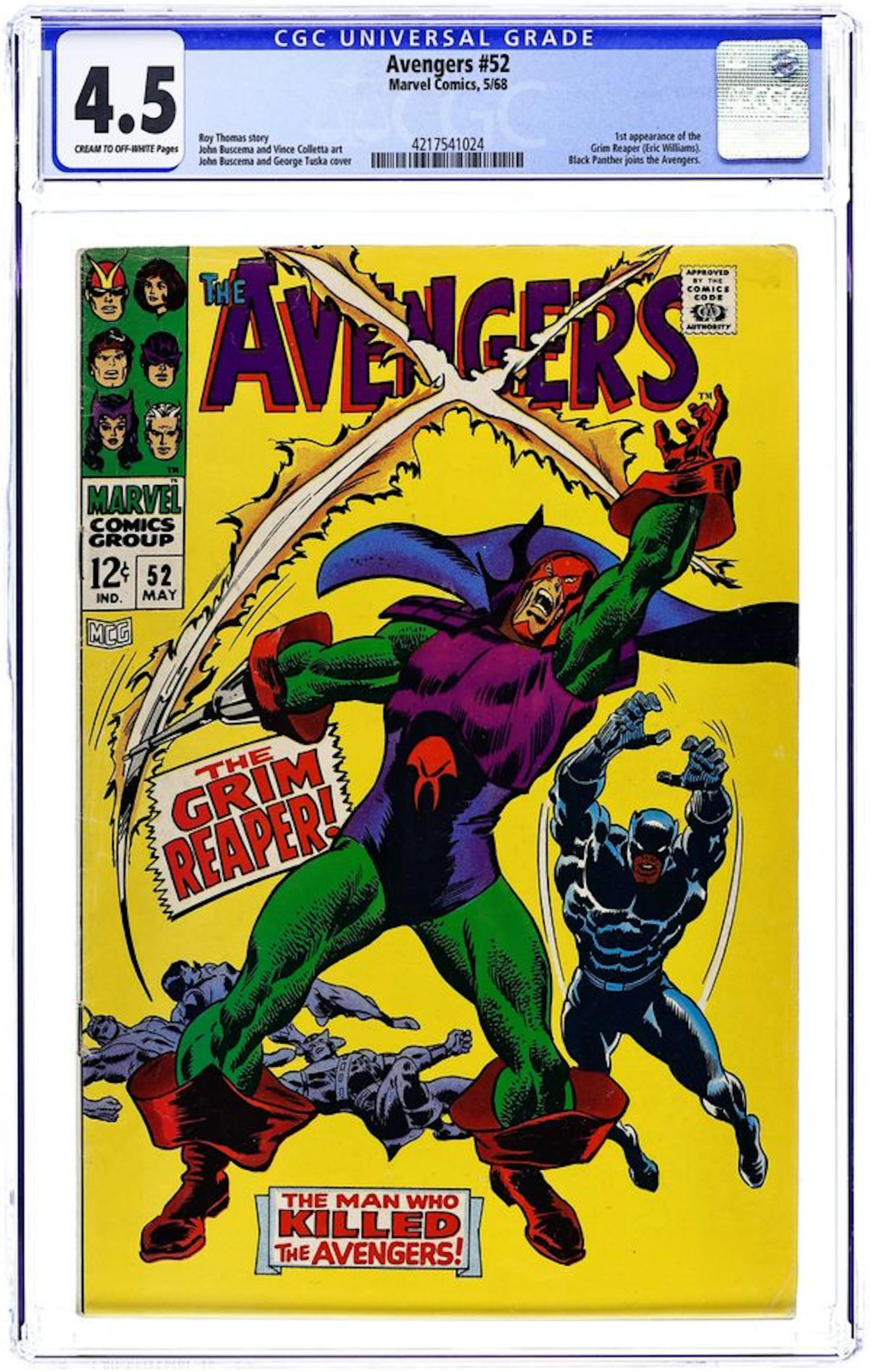 Avengers (1963 1st Series) 52 CGC 4.5