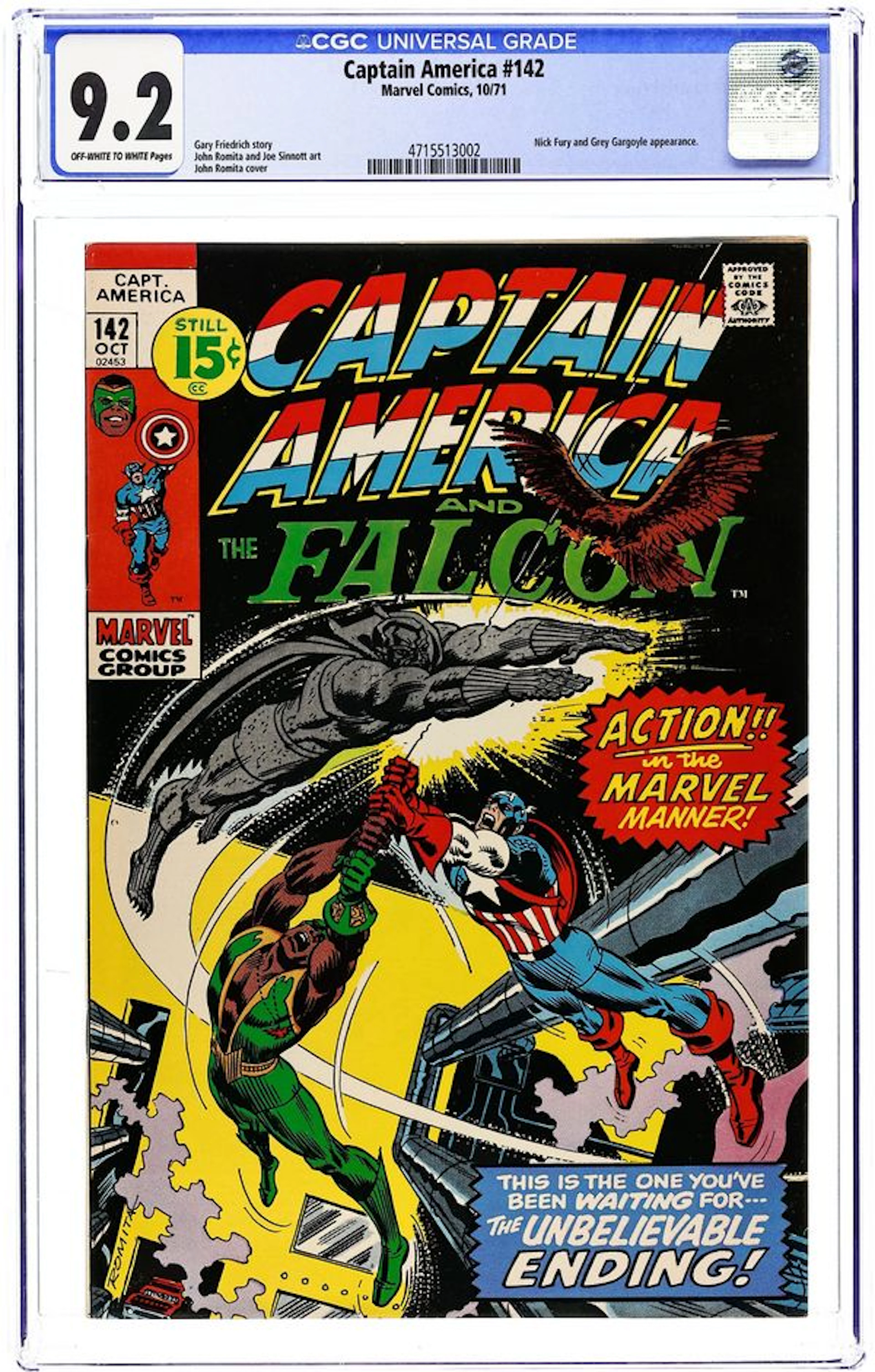 Captain America (1968 1st Series) 142 CGC 9.2
