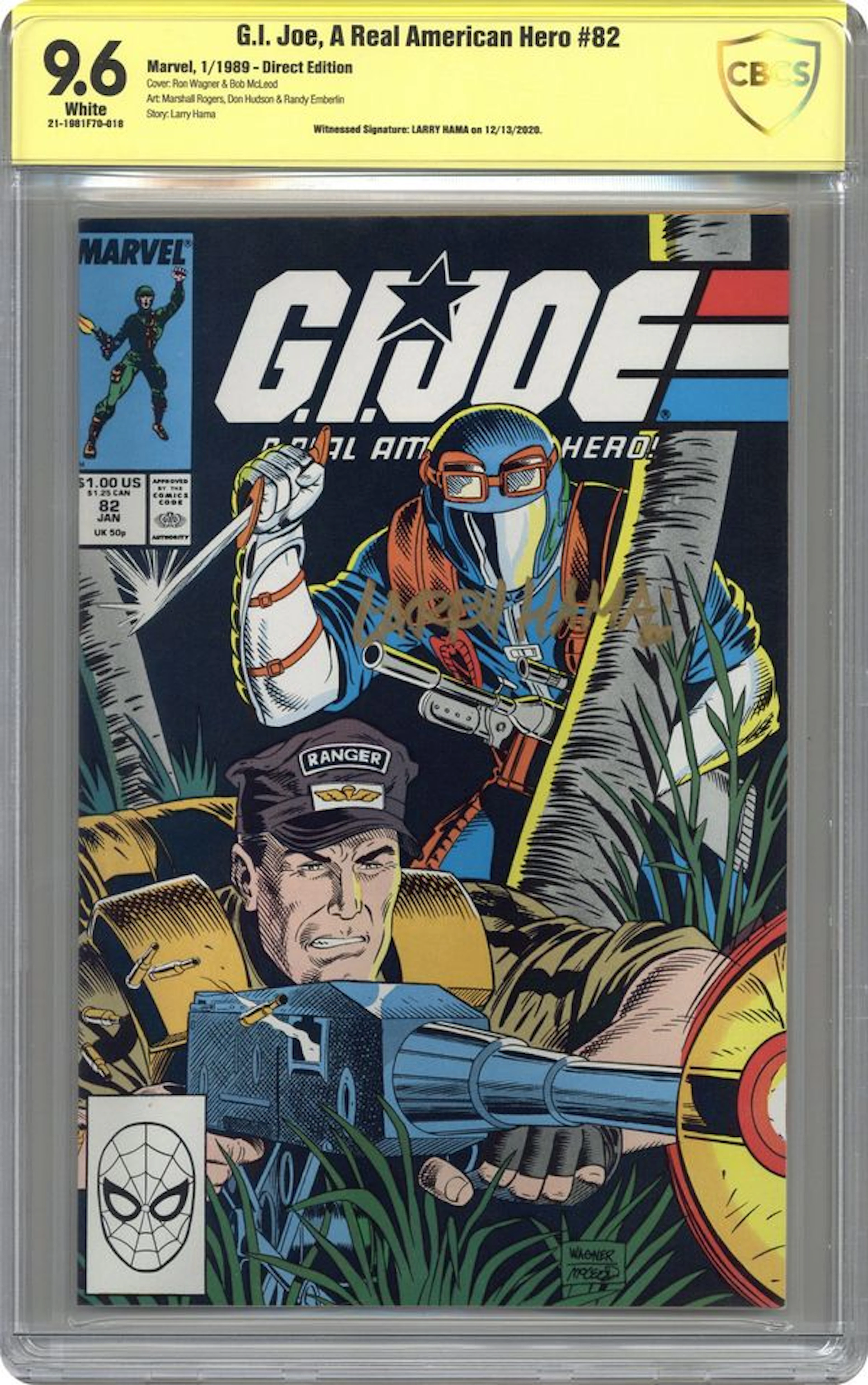 GI Joe A Real American Hero (1982 Marvel) 82 CBCS 9.6 Witnessed Sig Larry Hama