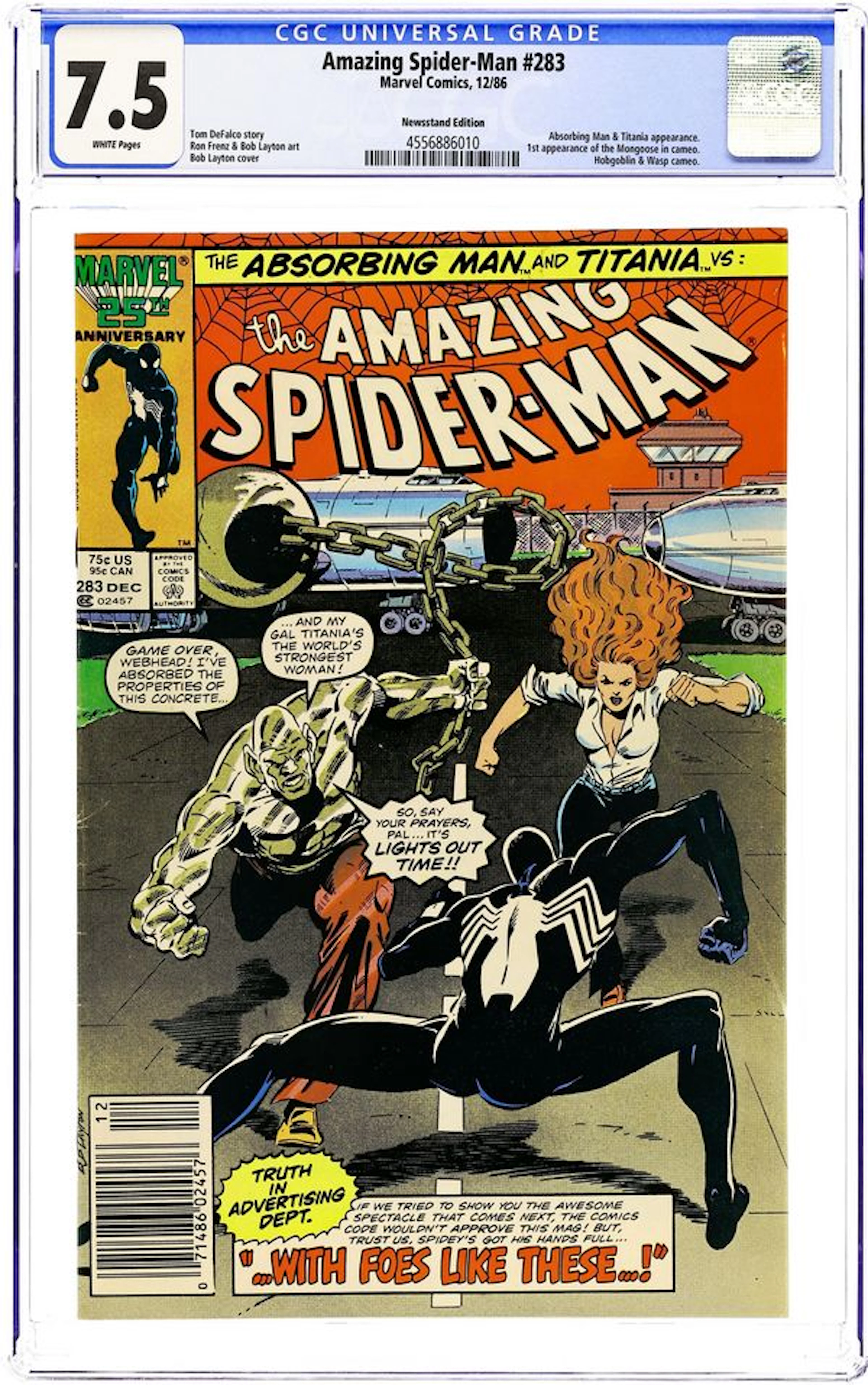 Amazing Spider-Man (1963 1st Series) 283N CGC 7.5
