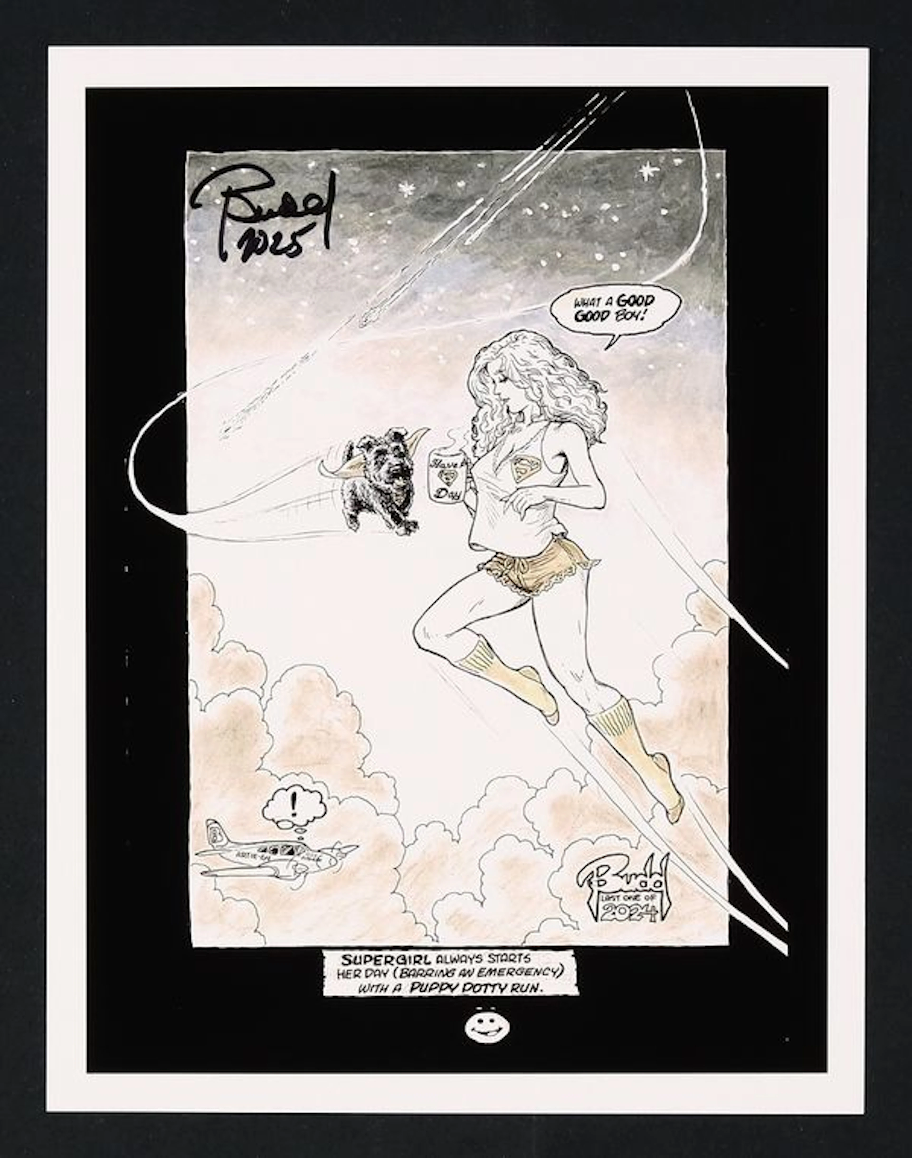 Puppy Potty Run Print by Budd Root