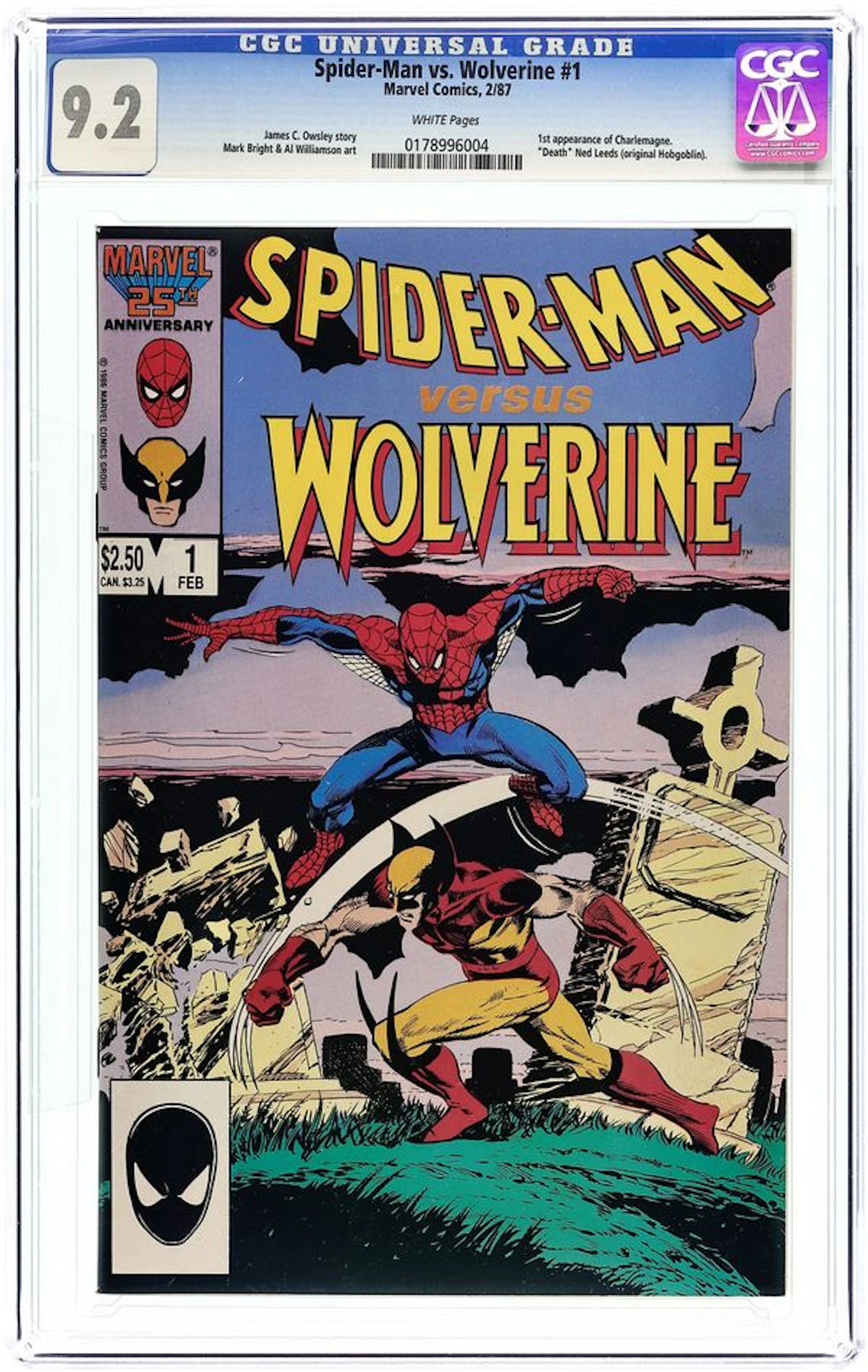 Spider-Man vs. Wolverine (1987 Marvel) 1st Edition 1D CGC 9.2