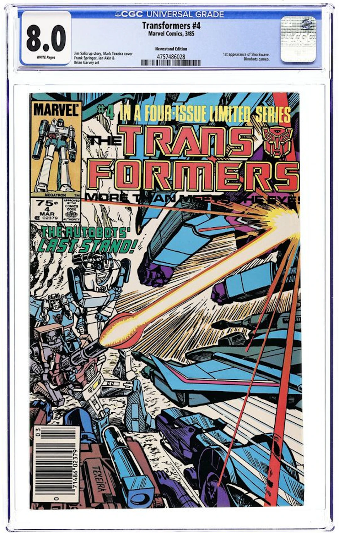 Transformers (1984 Marvel) 4N CGC 8.0