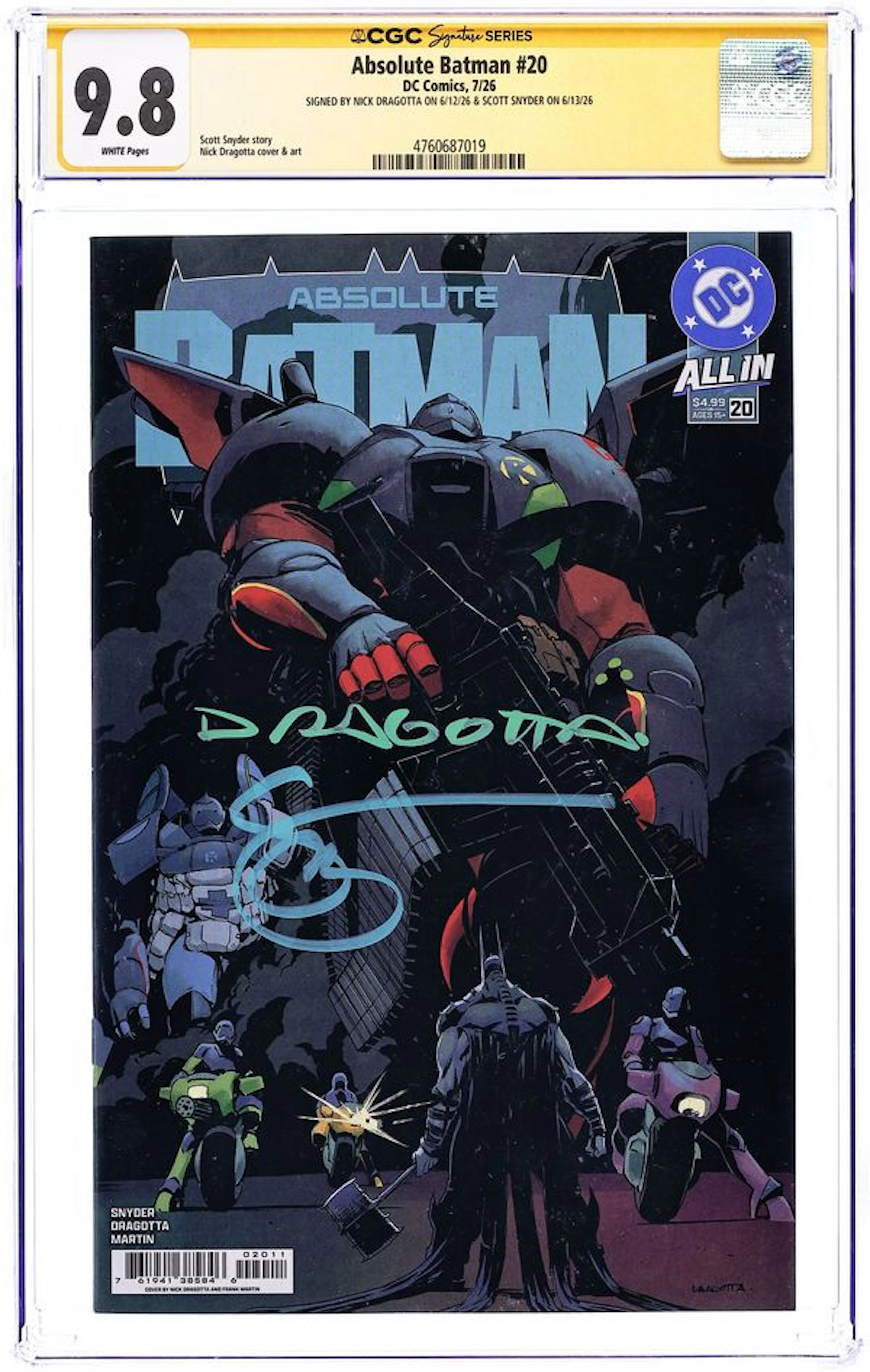 Absolute Batman (2024 DC) 20A CGC 9.8 SS Dragotta/Snyder