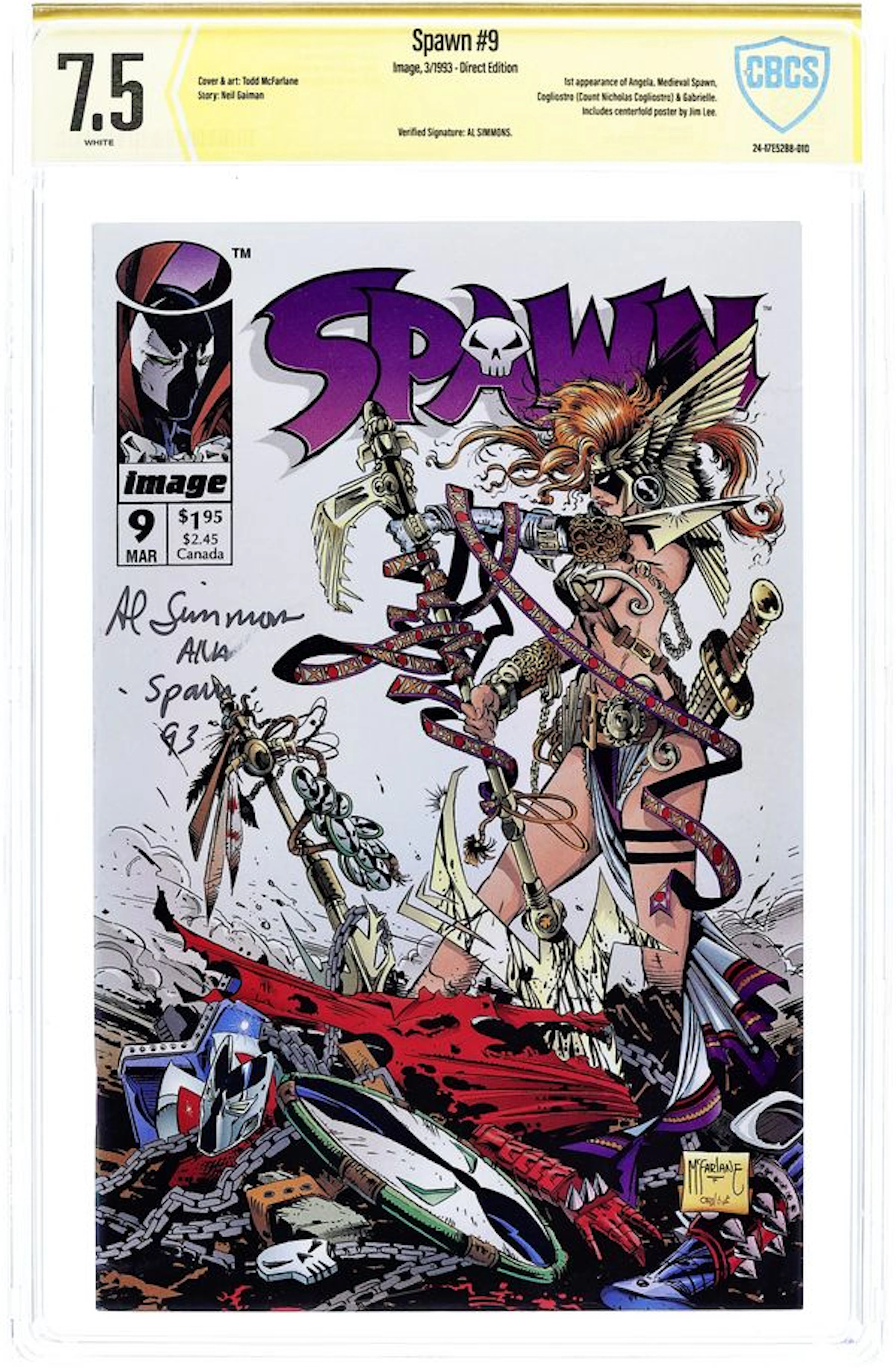 Spawn (1992 Image) 9D CBCS 7.5 Verified Sig Simmons