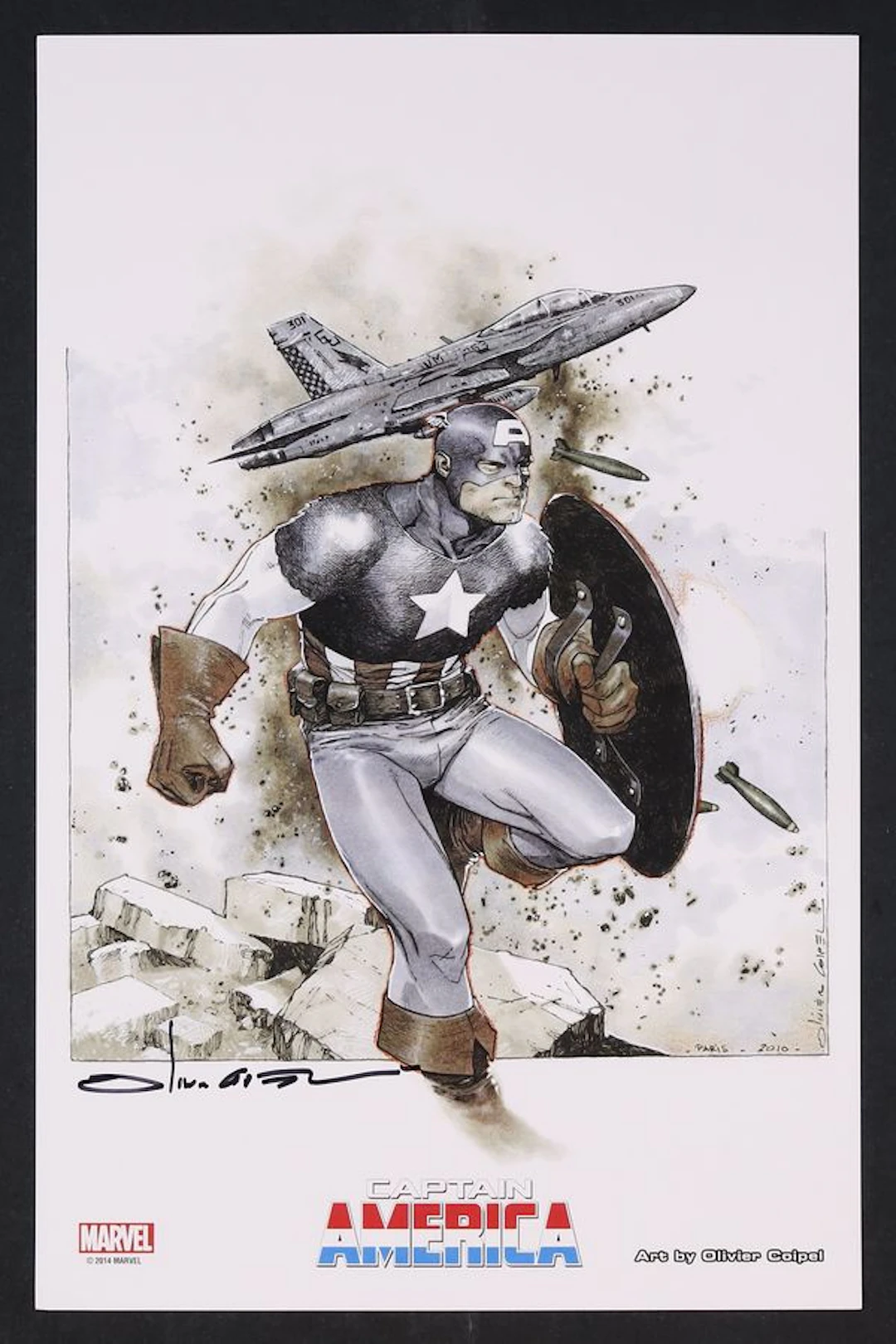 Captain America 1F (2011) Signed Cover Print by Olivier Coipel