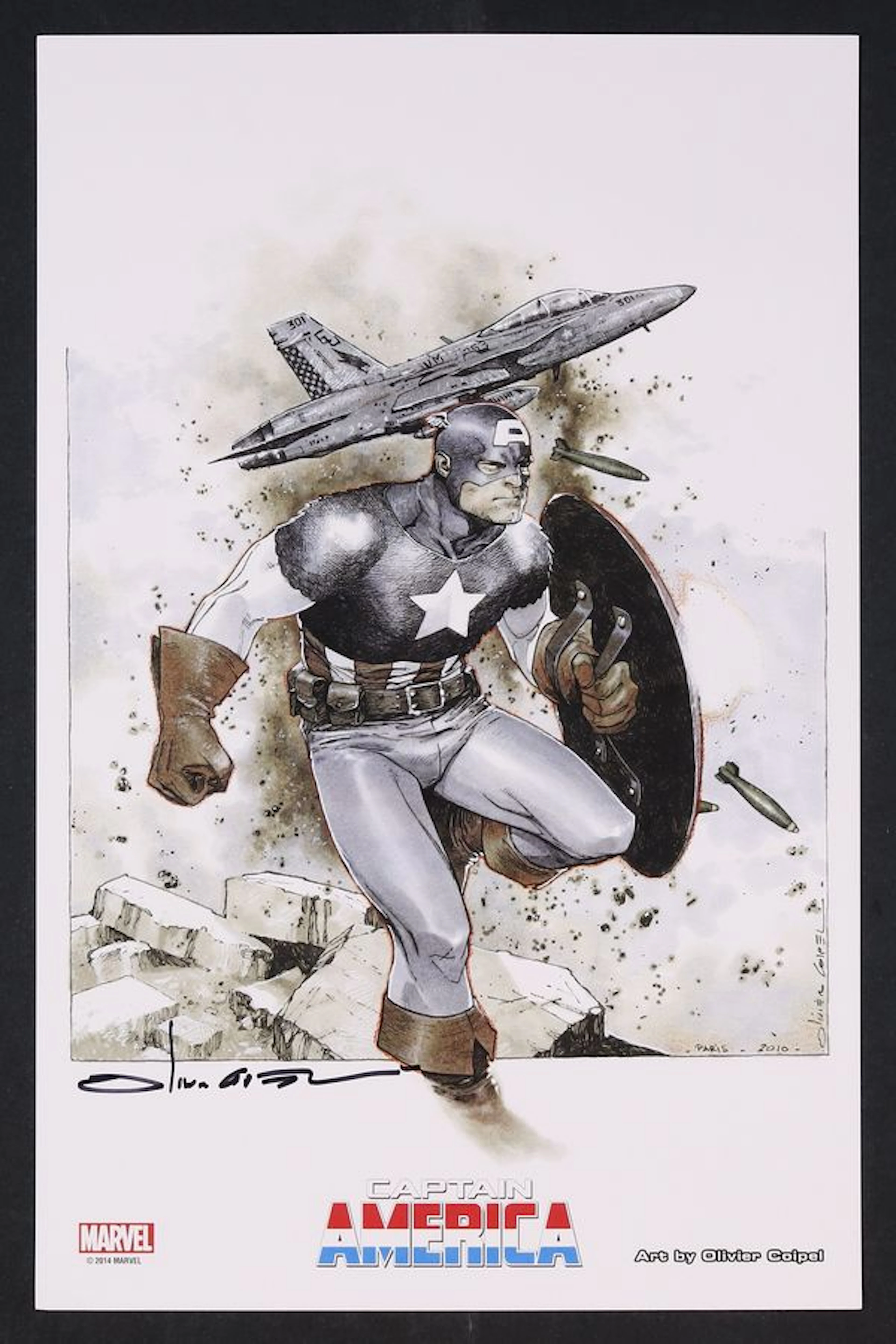 Captain America 1F (2011) Signed Cover Print by Olivier Coipel