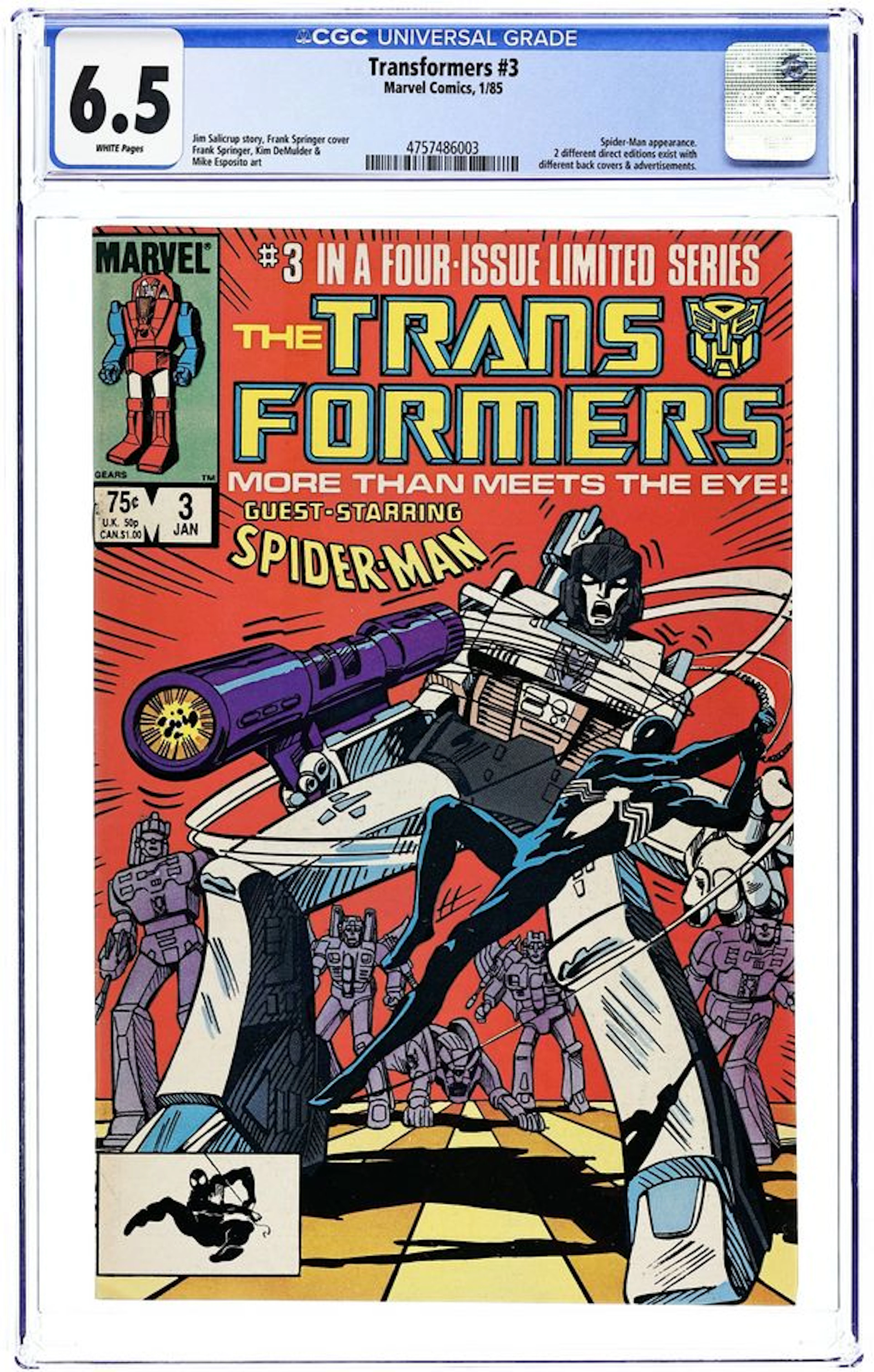 Transformers (1984 Marvel) 3D CGC 6.5