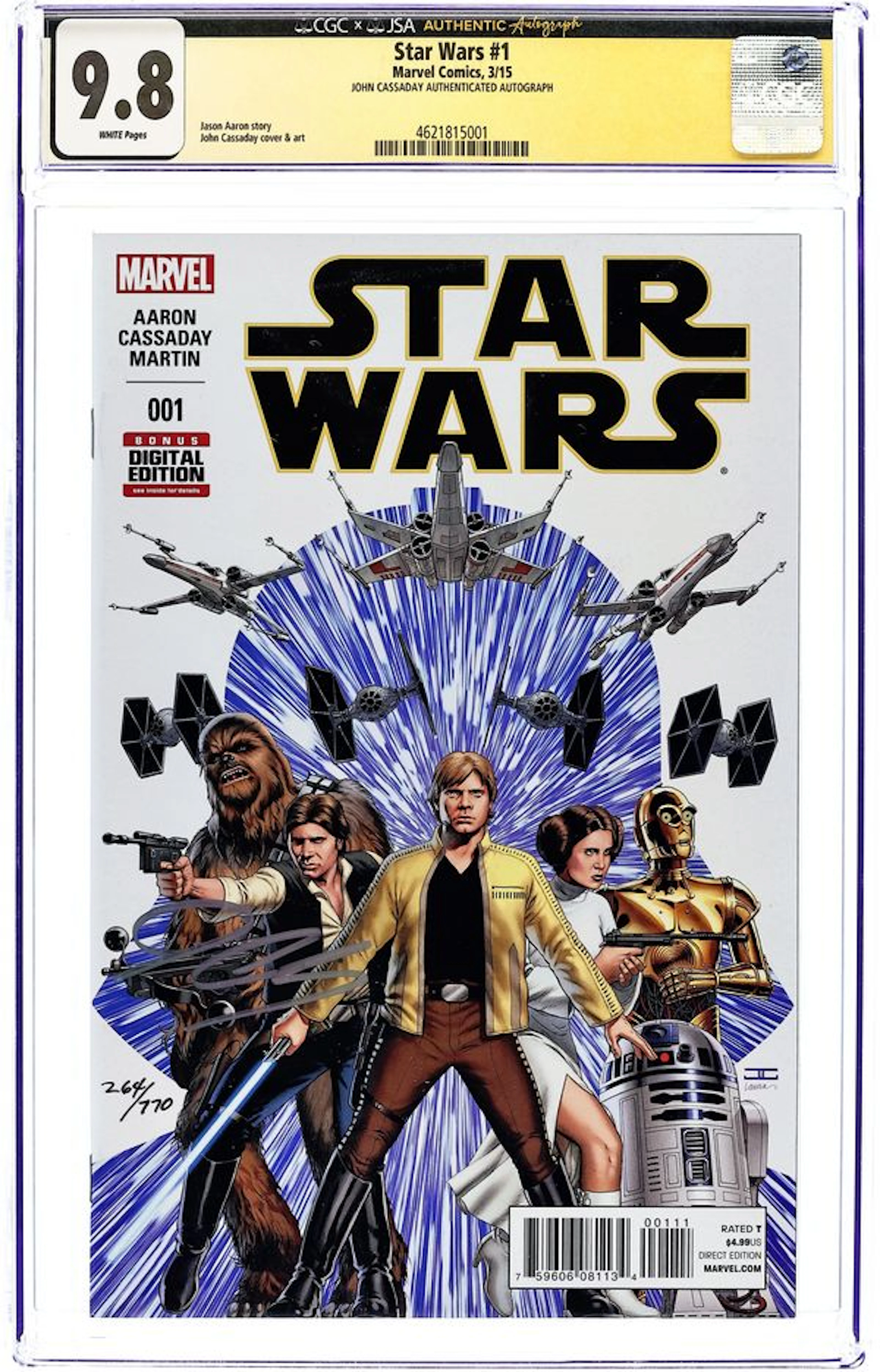 Star Wars (2015 Marvel) 1A CGC 9.8 JSA Cassaday